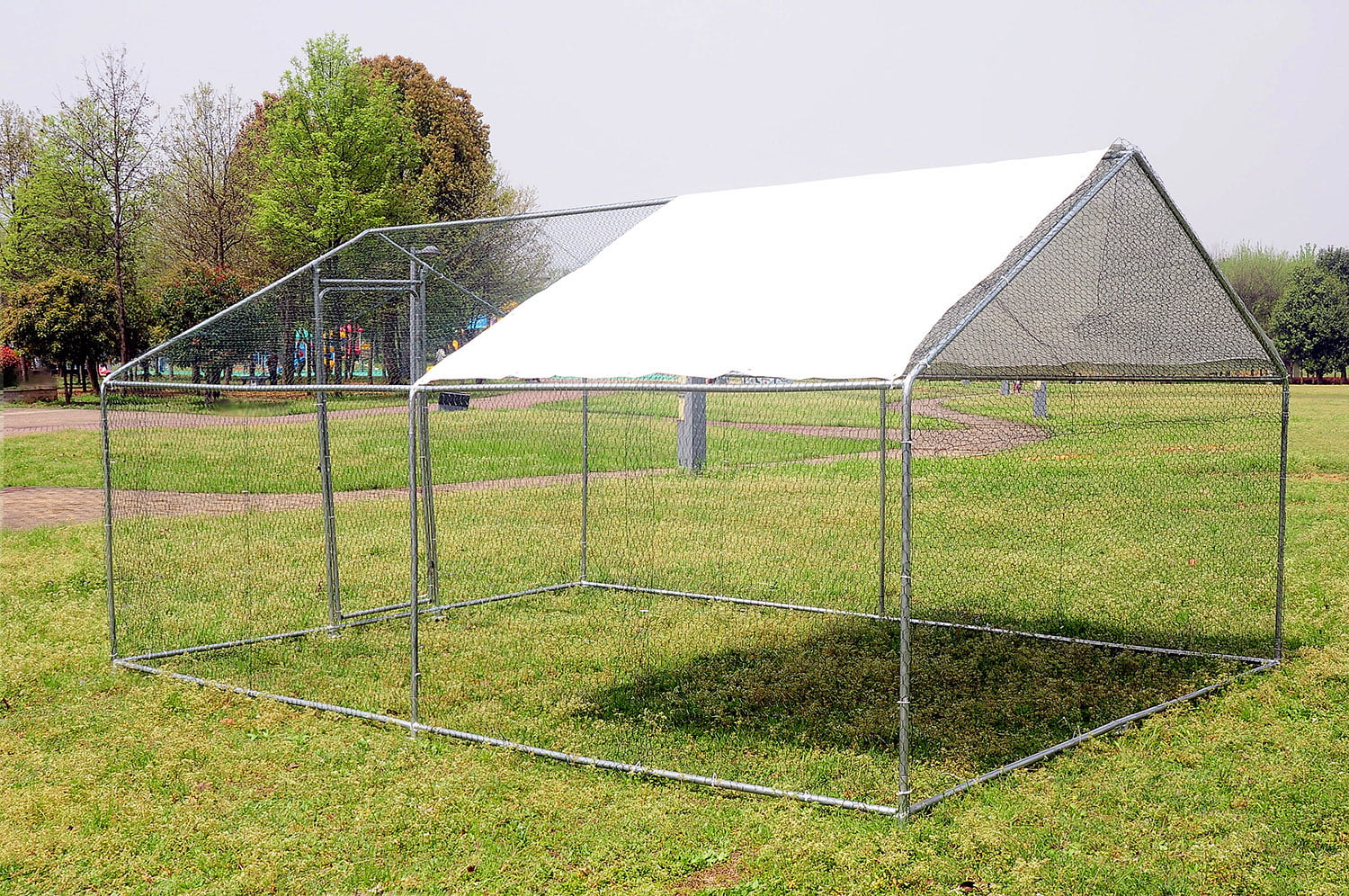 Walsport 10x10ft Chicken Run Walk in Coop for Poultry Rabbit Hen Cage Pen Metal Design with Door