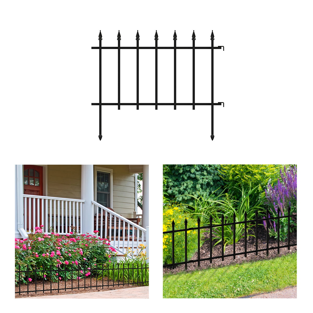 Expert Gardener Empire Black Powder Coated Steel Garden Border 22.5 inches W x 18 inches H
