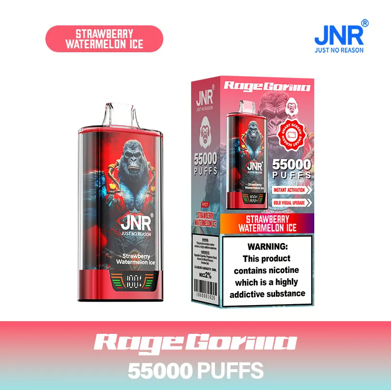 💨 JNR Rage Gorilla – Einweg-Vape mit 55000 Zügen, Dual-Mesh-Coil, Smart-Display & Typ-C-Schnellladefunktion 🐒⚡💨