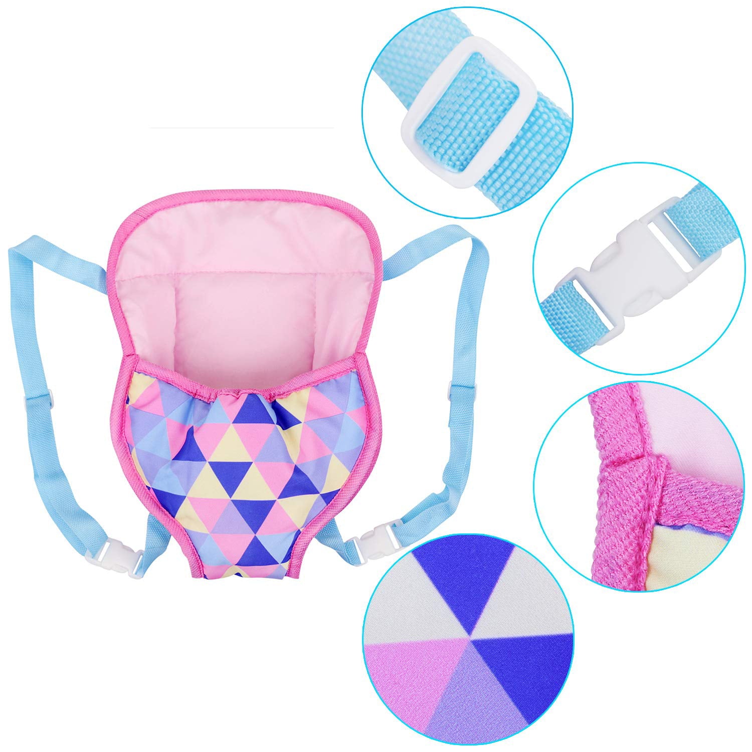 Amerteer Baby Doll Carrier Backpack Doll Accessories Front and Back Carrier with Straps for 15 Inch to 18 Inch Dolls