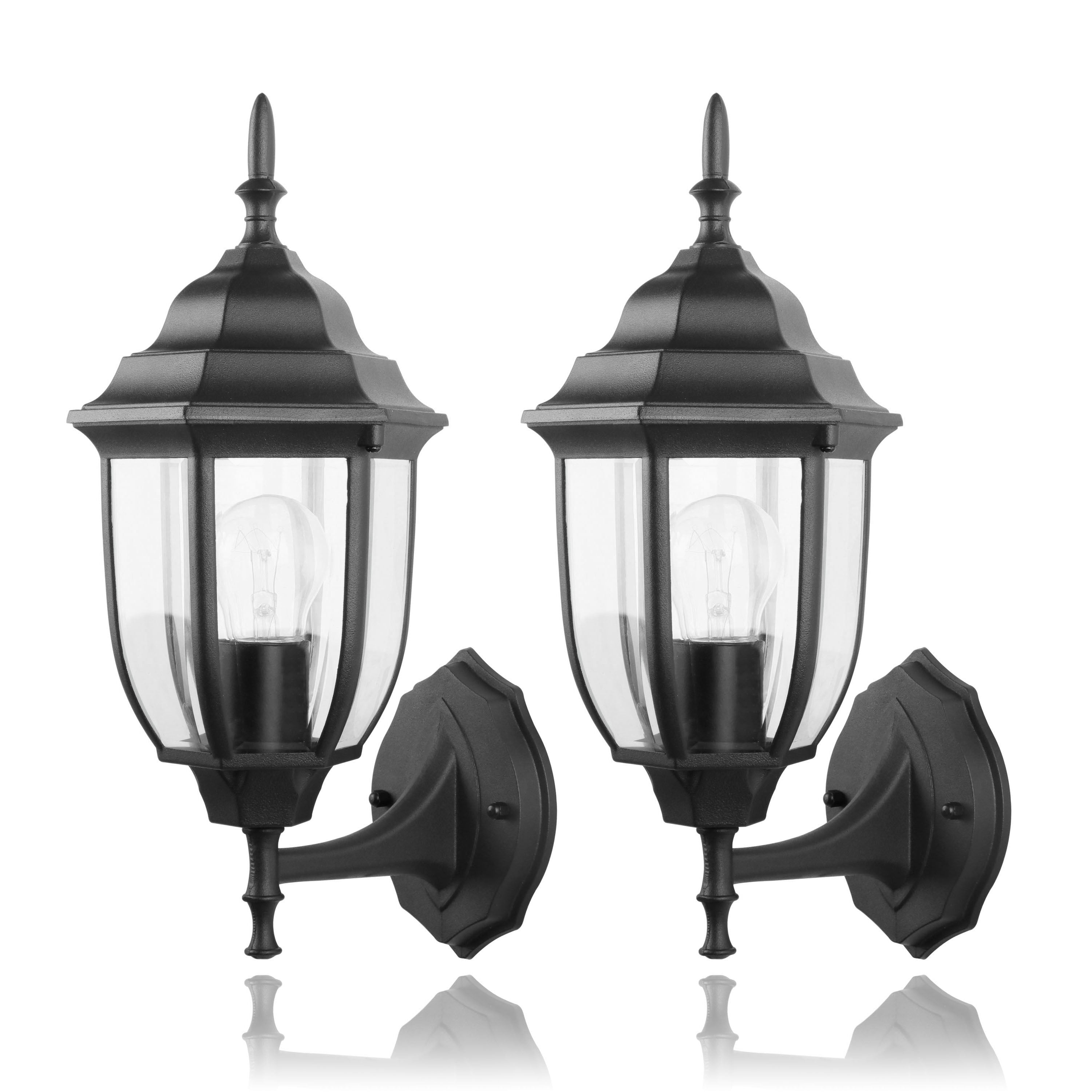 C Cattleya 2-Pack 1-Light Outdoor Wall Sconce, Die-cast Aluminum-Black Finish