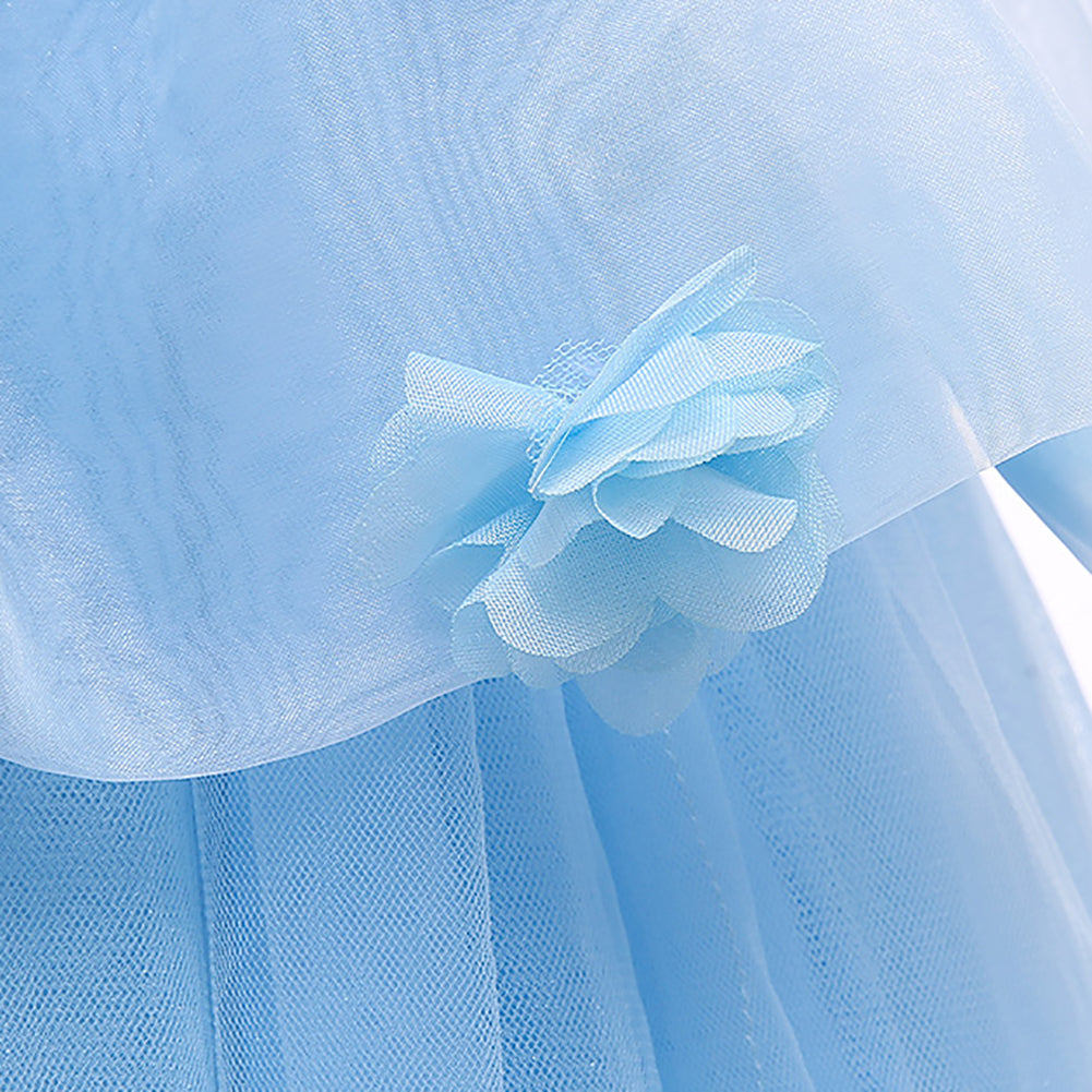 IMEKIS Cinderella Costume for Toddler Girls Princess Costumes Cinderella Dress Up Jewelry Set Crown Fairy Wand Baby Kids Halloween Cosplay Role Play Birthday Outfit 9-10 Years Light Blue