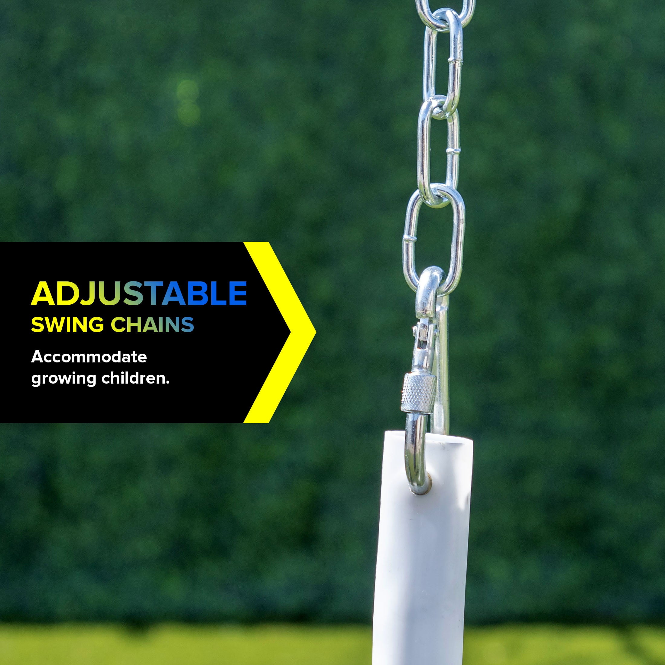 Sportspower Super Lights Metal Swing Set with LED Swing Seats， 2 Person Glider and 5-ft Slide