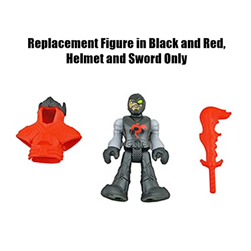 Replacement Parts for Fisher-Price Imaginext Royal Crusader's Dragon Playset - HCG50 ~ Replacement Figure in Black and Red， Helmet and Sword