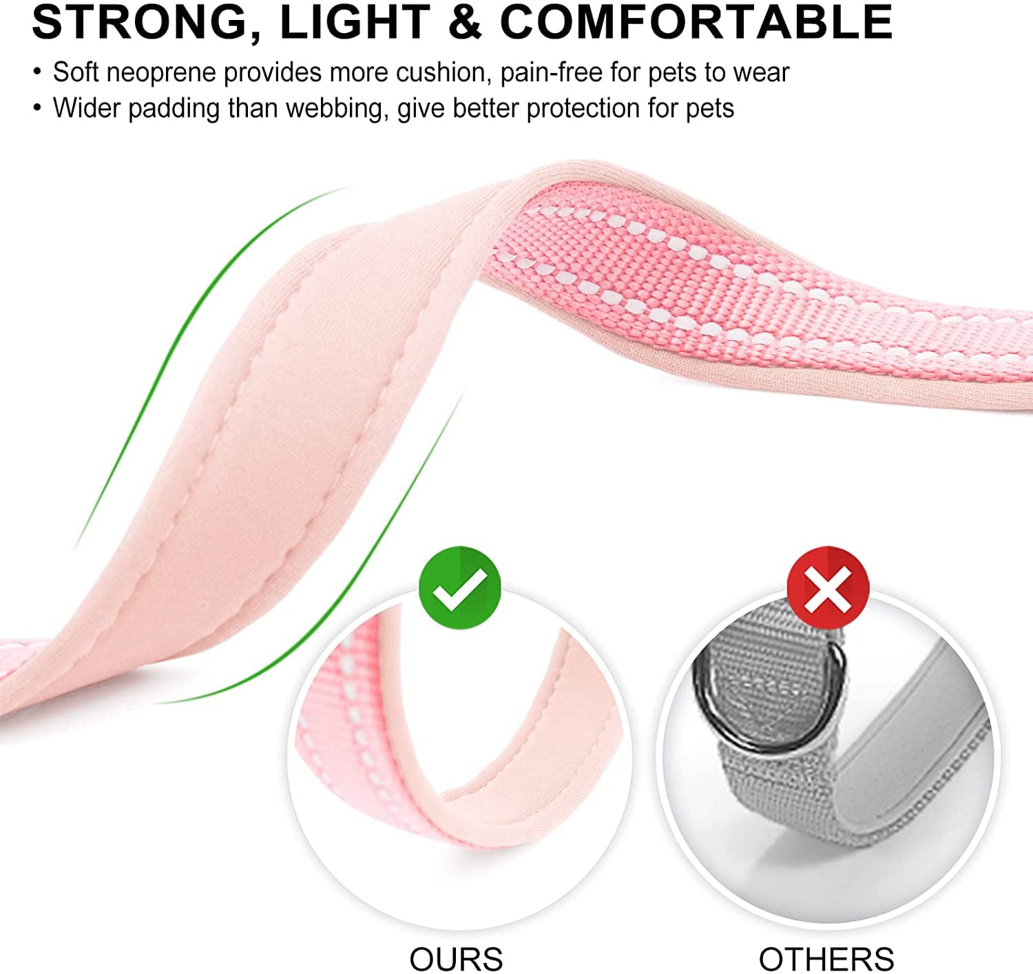 Azuza Reflective Dog Collar Super Soft Neoprene Padded Dog Collars Ring for Small Medium Large Dogs