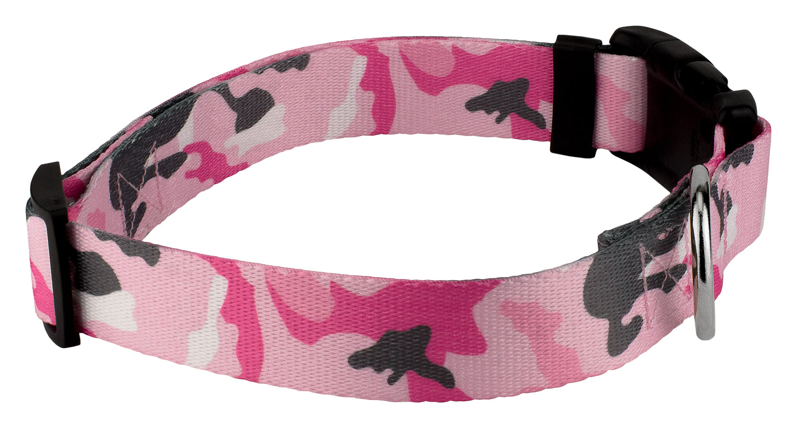 Country Brook Petz® Deluxe Pink and Grey Camo Dog Collar - Made in the U.S.A.， Small