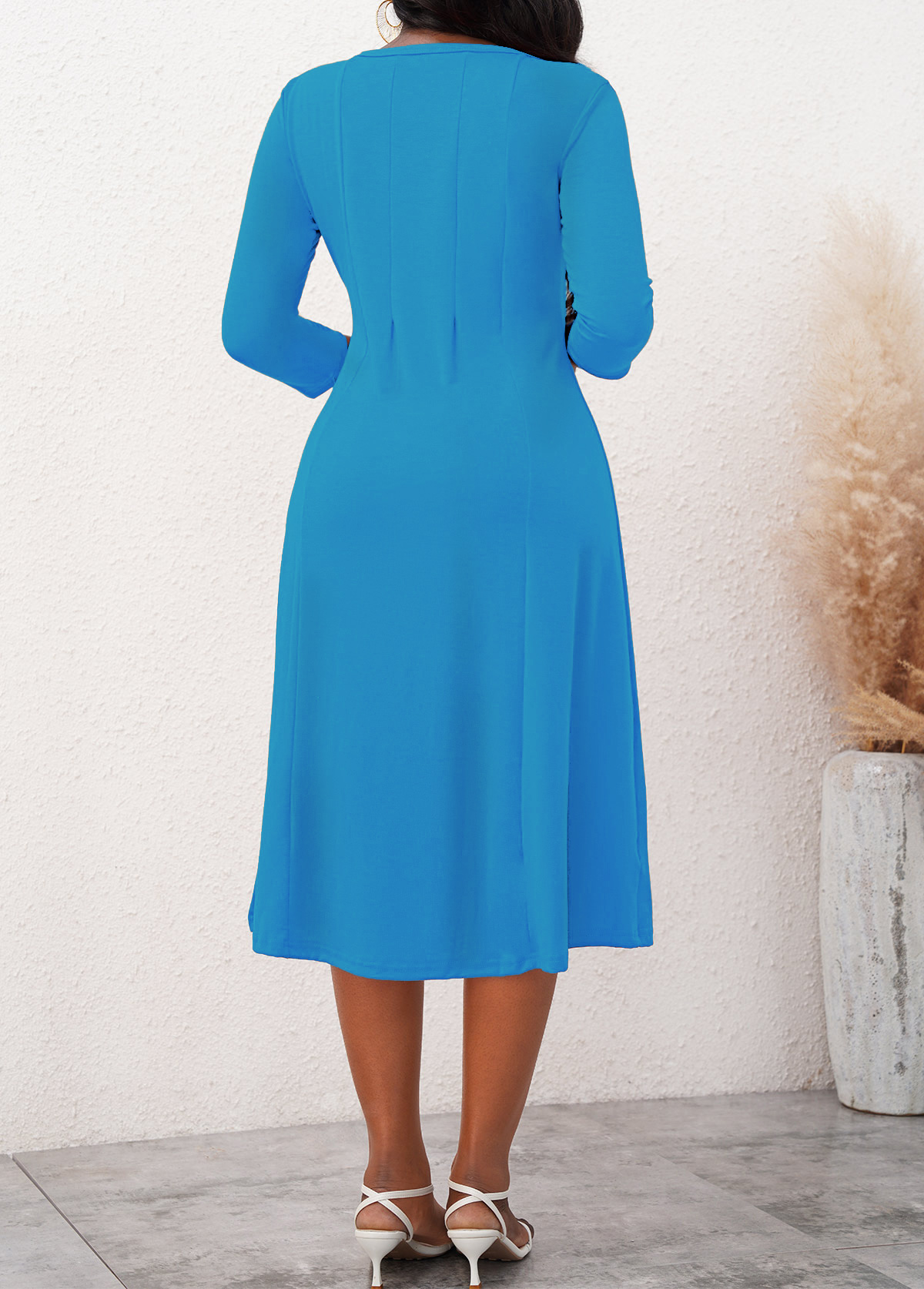 3/4 Sleeve Round Neck Dress