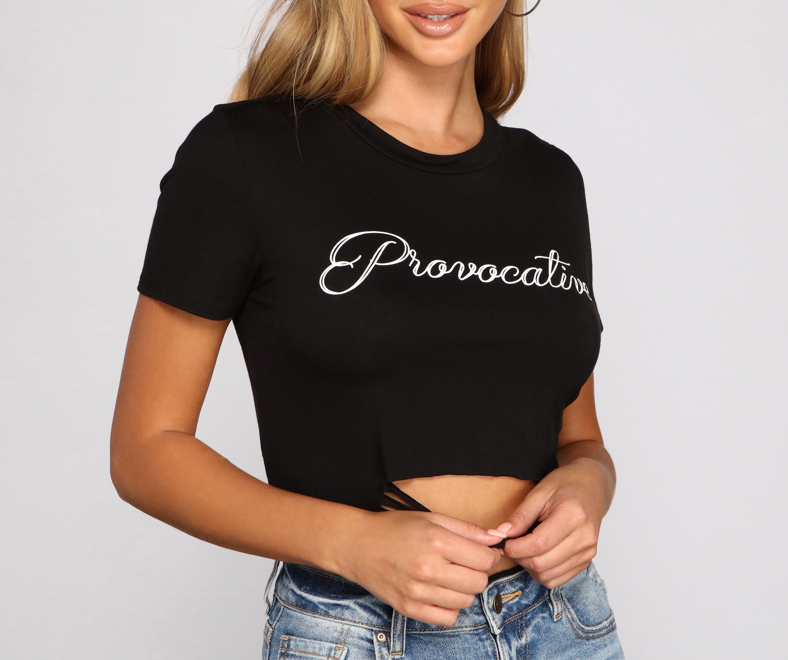 Provocative Graphic Crop Top