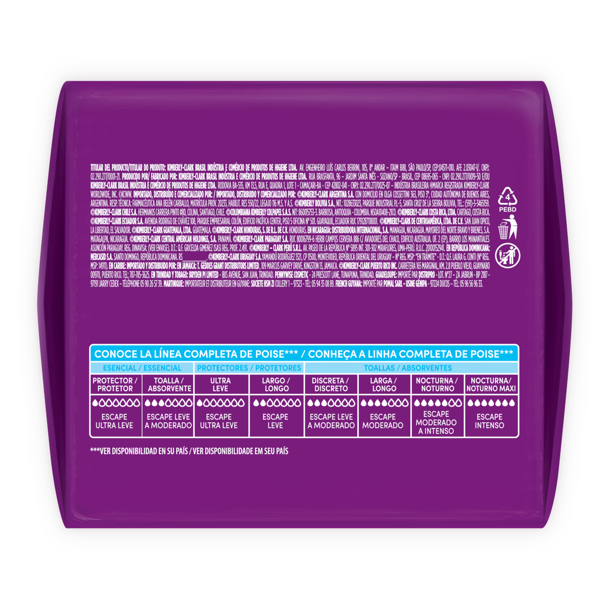 Protetor Diario sem Abas para Escapes de Urina Poise Longo 14 Unidades