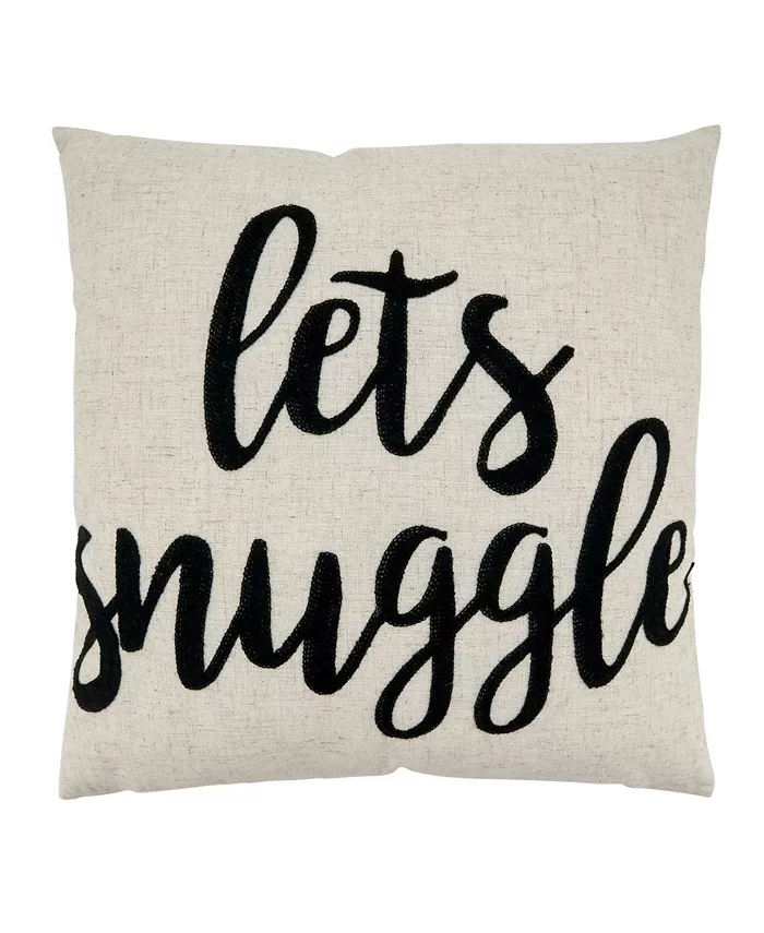 Saro Lifestyle Let's Snuggle Embroidered Decorative Pillow， 17