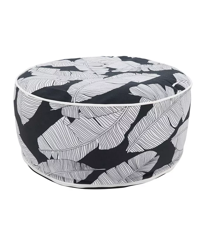 Saro Lifestyle Bold Tropical Leaf Outdoor Ottoman