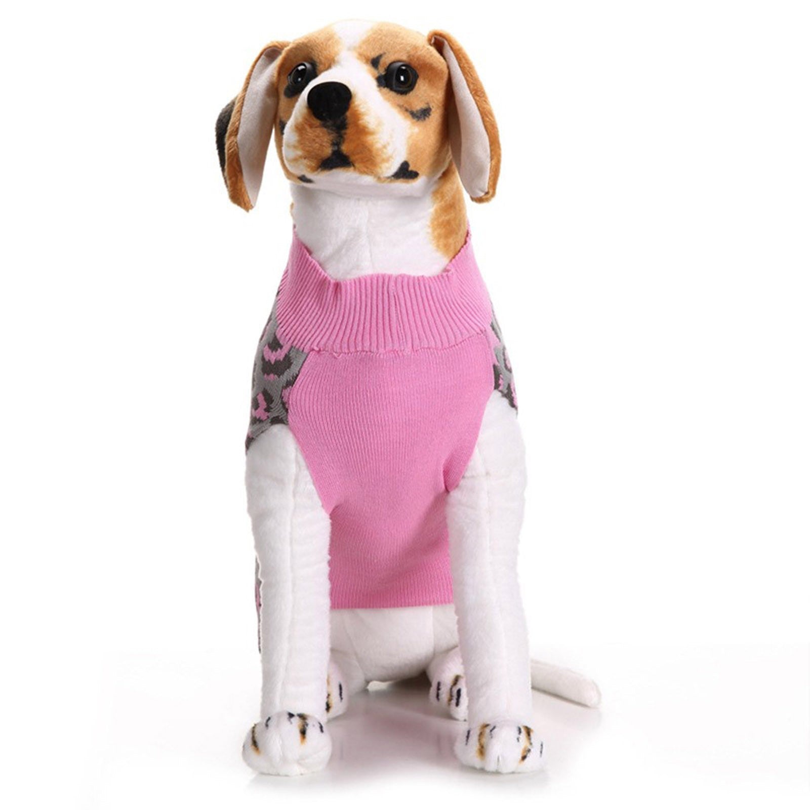 Pet clothes Pink Leopard Pet Dog Puppy Cute Clothes Puppy Winter Sweater Bowknot