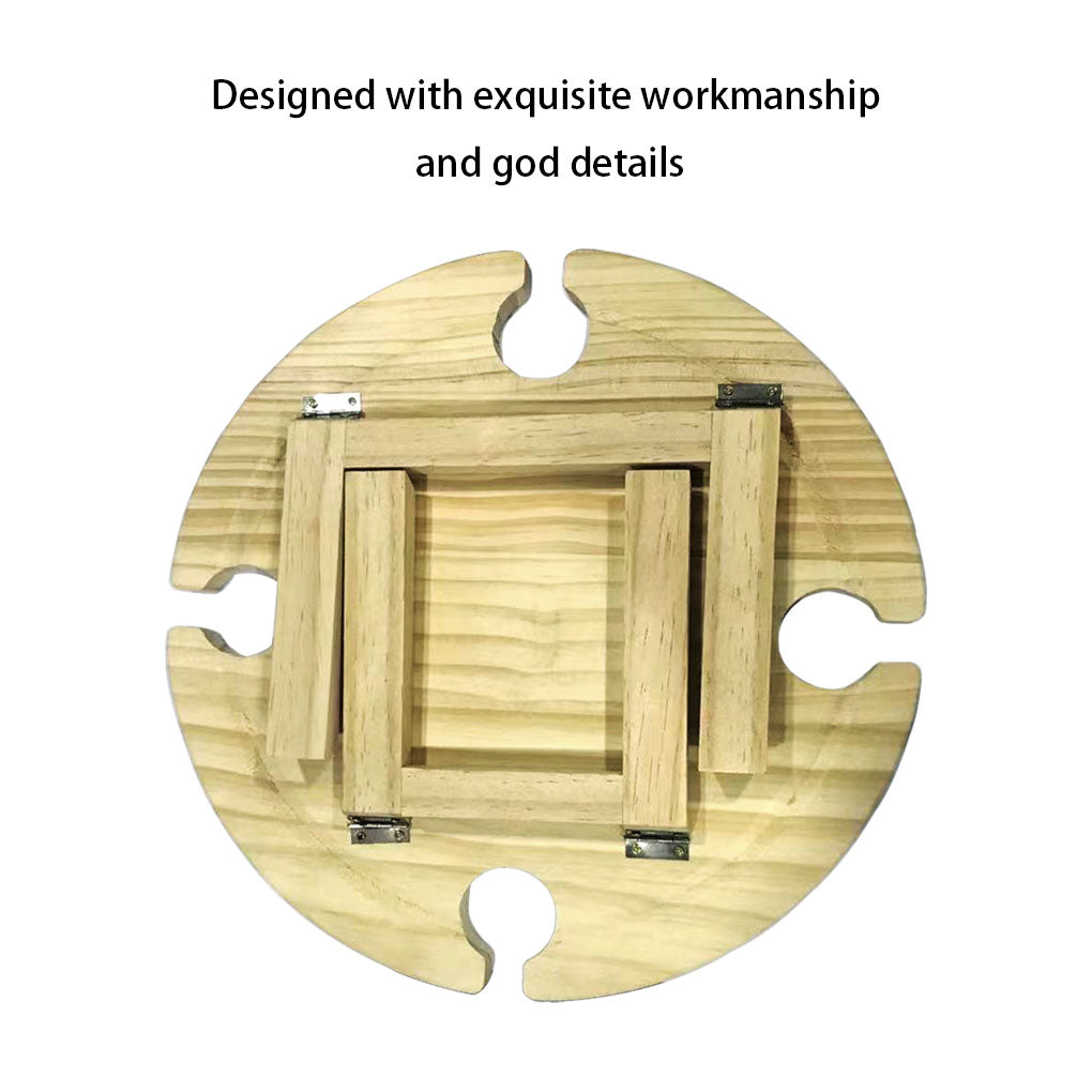 Rinhoo Barbecue Wine Table Wooden Outdoor Glass Table Foldable Portable Picnic Wine Holder for Camping