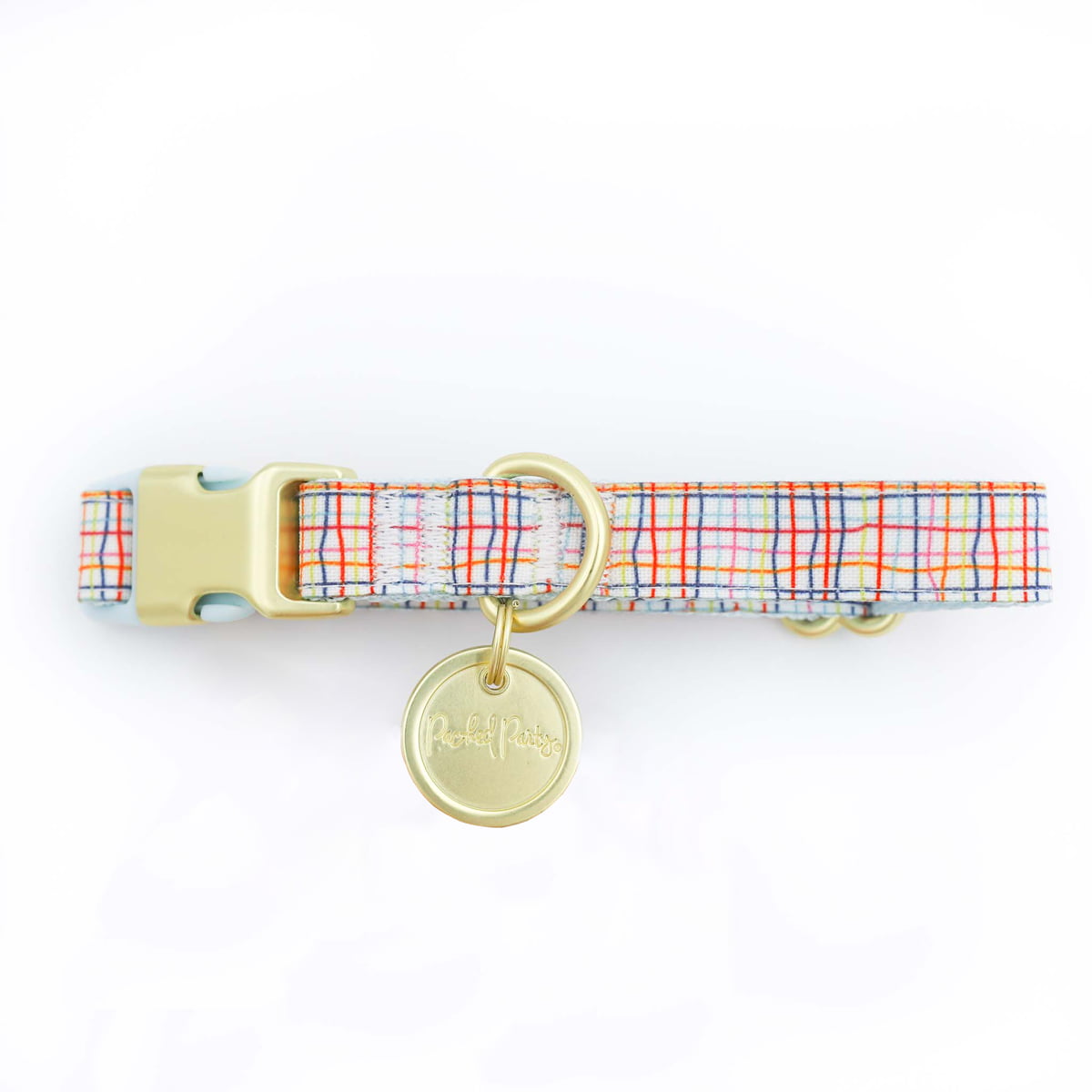 Packed Party Grid Fashion Dog Collar， Gold， M