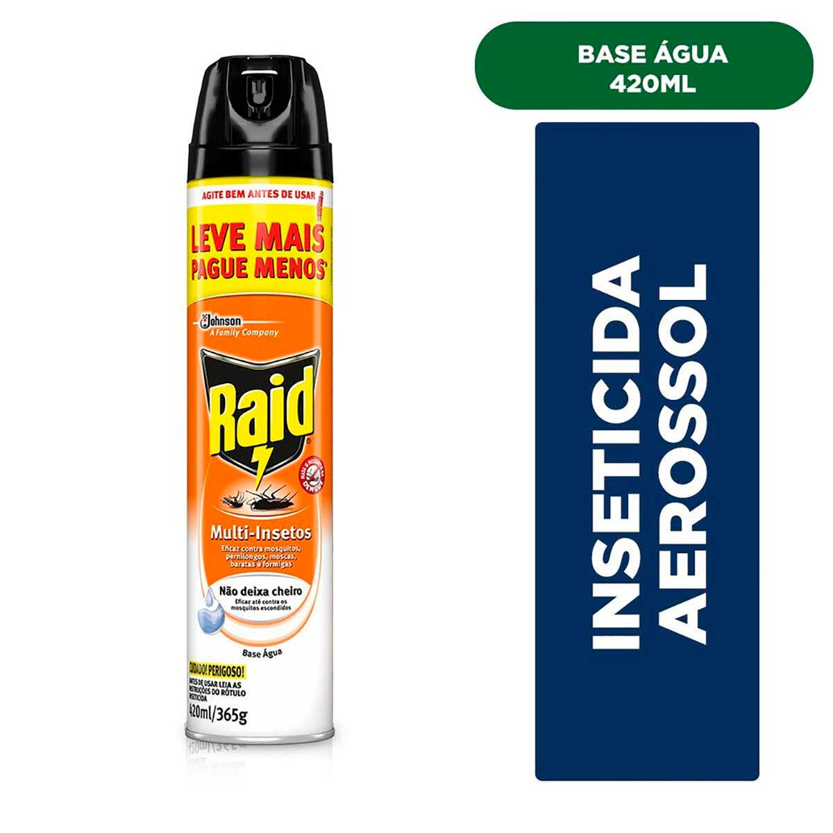 Inseticida Aerossol Raid Multi-insetos Base Agua Leve Mais Pague Menos 420ml