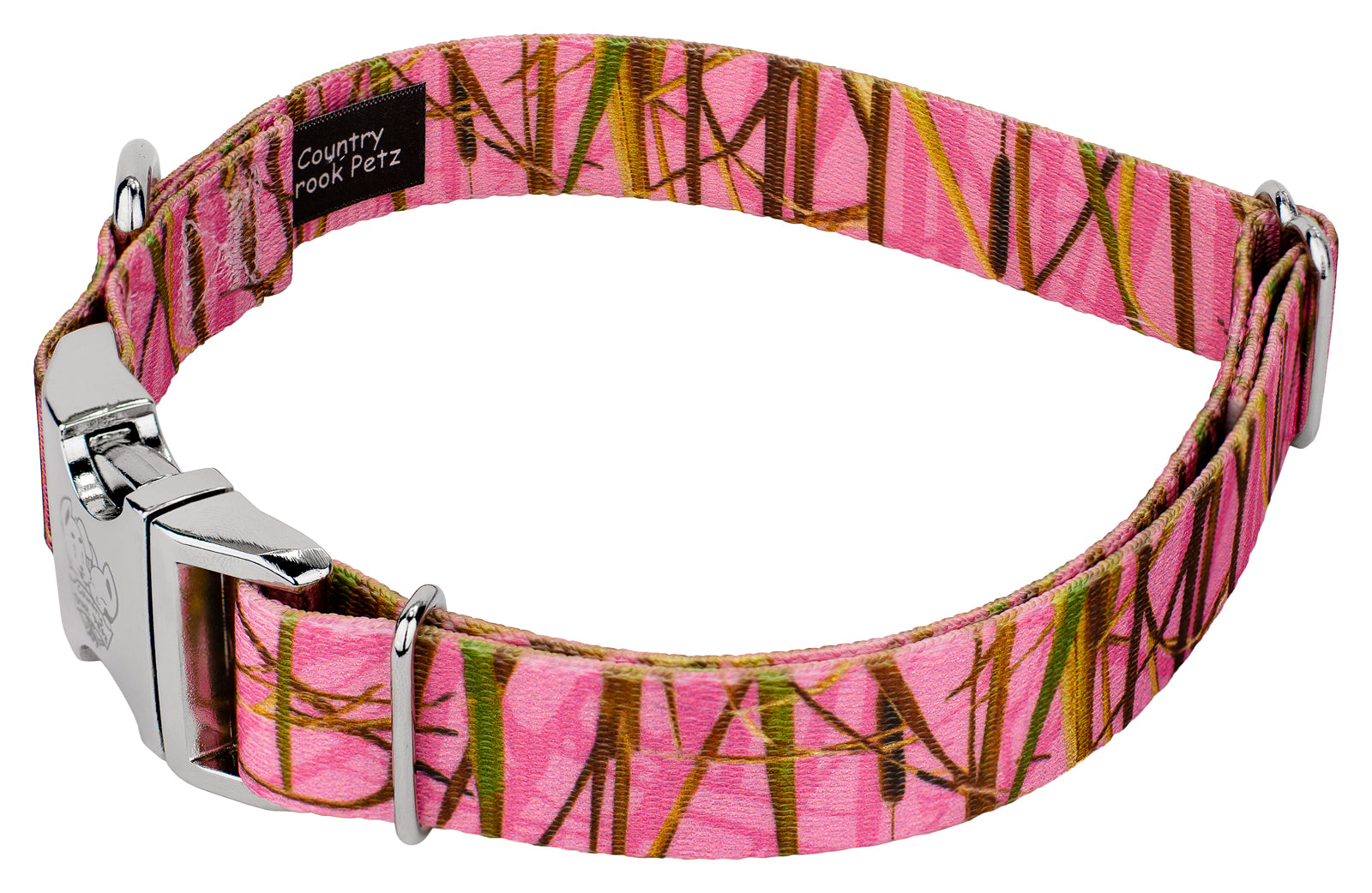 Country Brook Petz® Premium Pink Waterfowl Camo Dog Collar and Leash， Medium