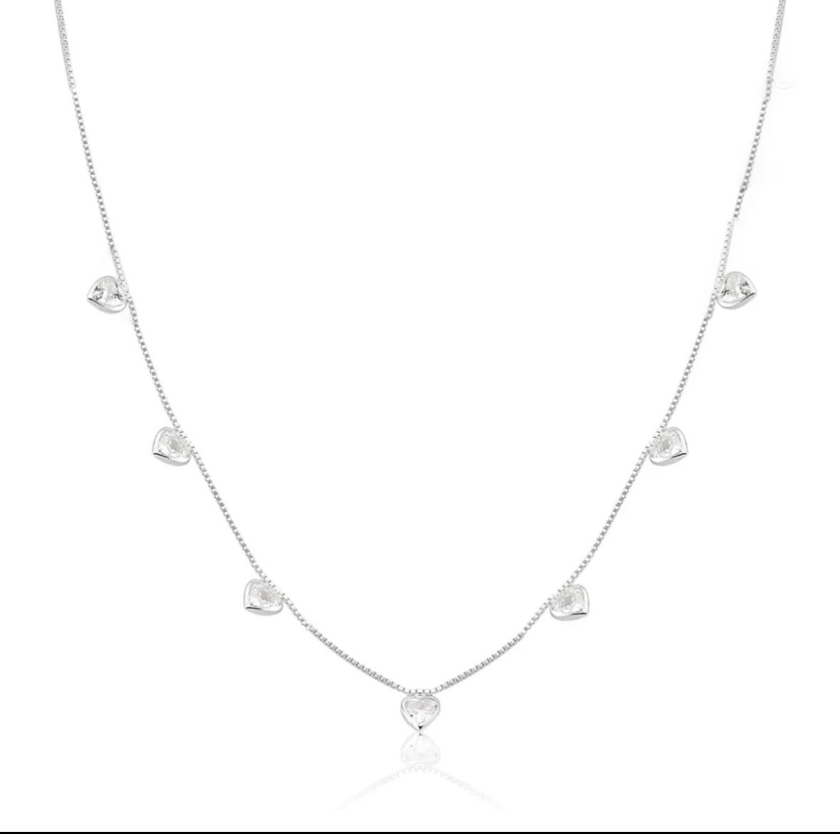 Choker Veneziana Corações Em Zircônia