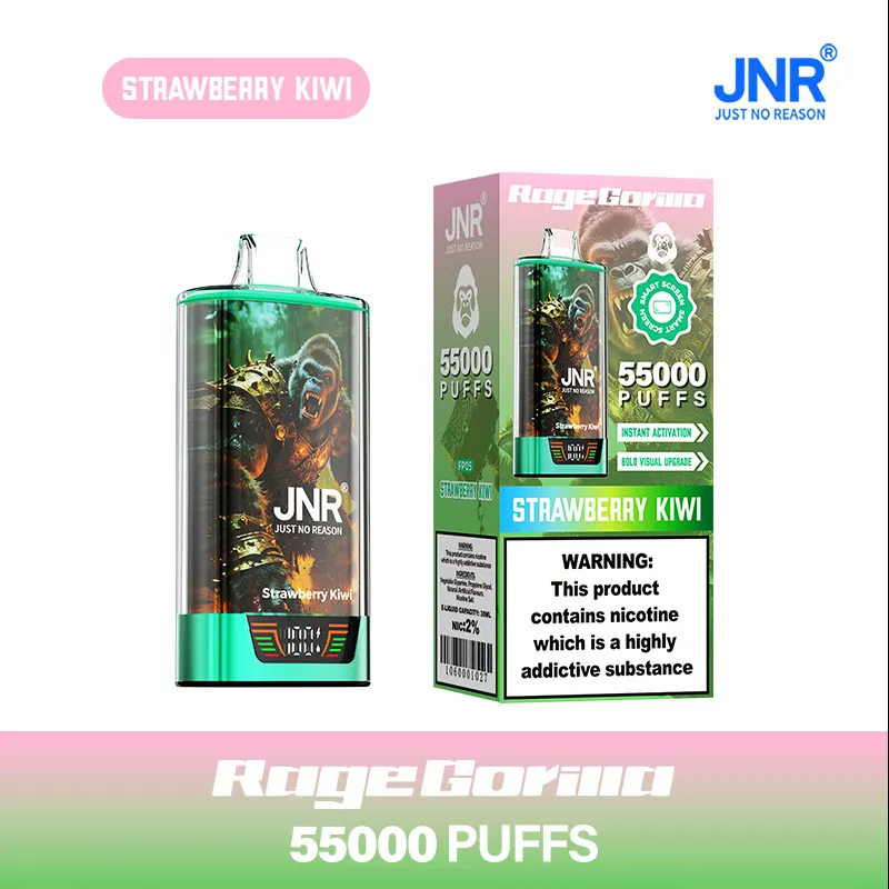 💨 JNR Rage Gorilla – Einweg-Vape mit 55000 Zügen, Dual-Mesh-Coil, Smart-Display & Typ-C-Schnellladefunktion 🐒⚡💨