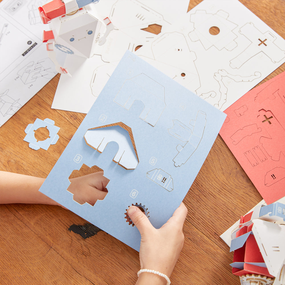 ROBOTRY Moving Paper Robots Making Kit， Poli | Bevel Gear - Learn Very Basic 5 Robot Mechanisms