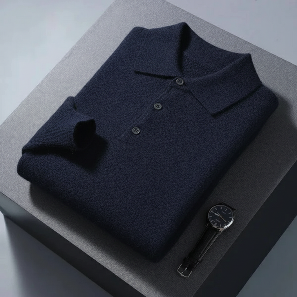 Men's Casual Button Cashmere Polo Warm Comfortable Sweater