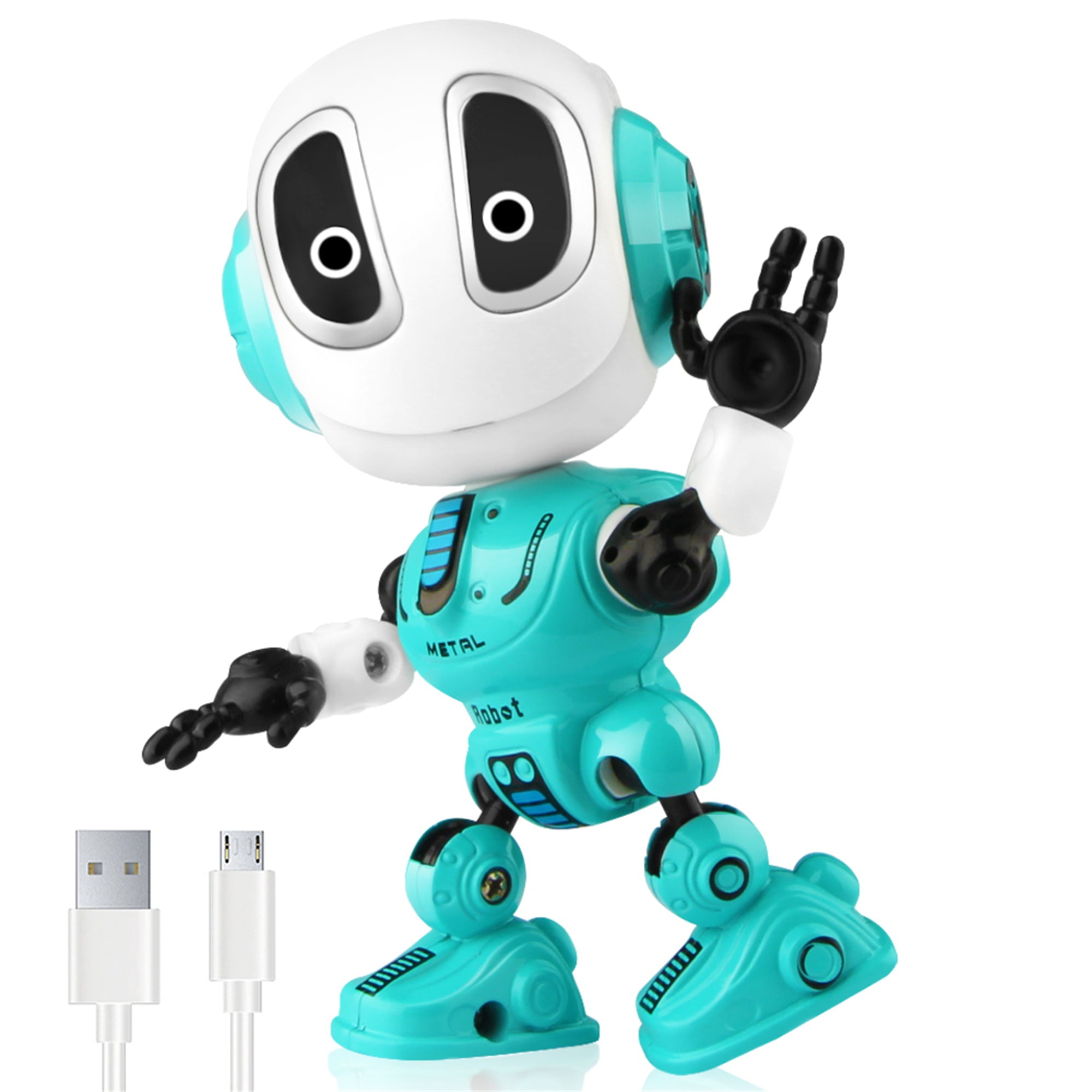 Wupuaait Rechargeable Talking Robot Toy for 3-9 Y Kids with Touch Sensitive Led， Blue