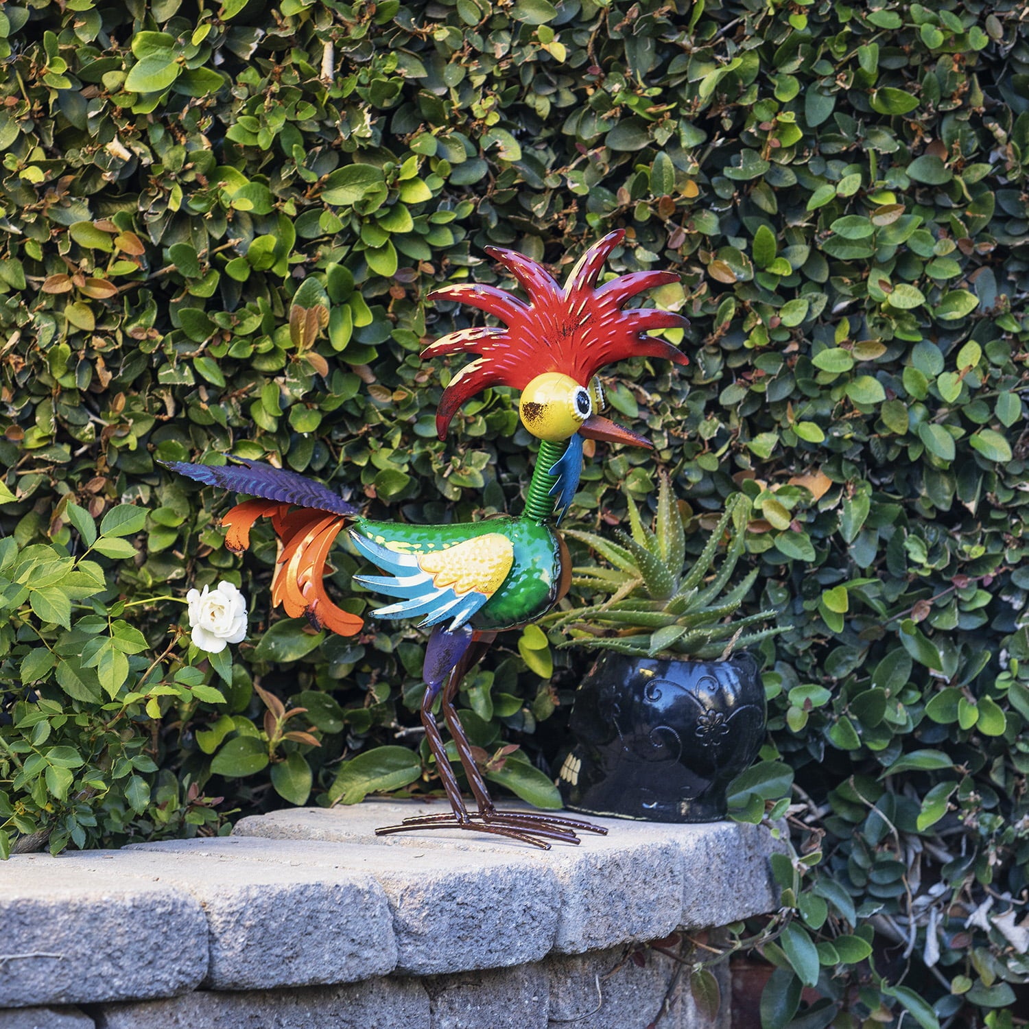 Alpine Corporation 18" Corporation Wacky Rooster Garden Statue