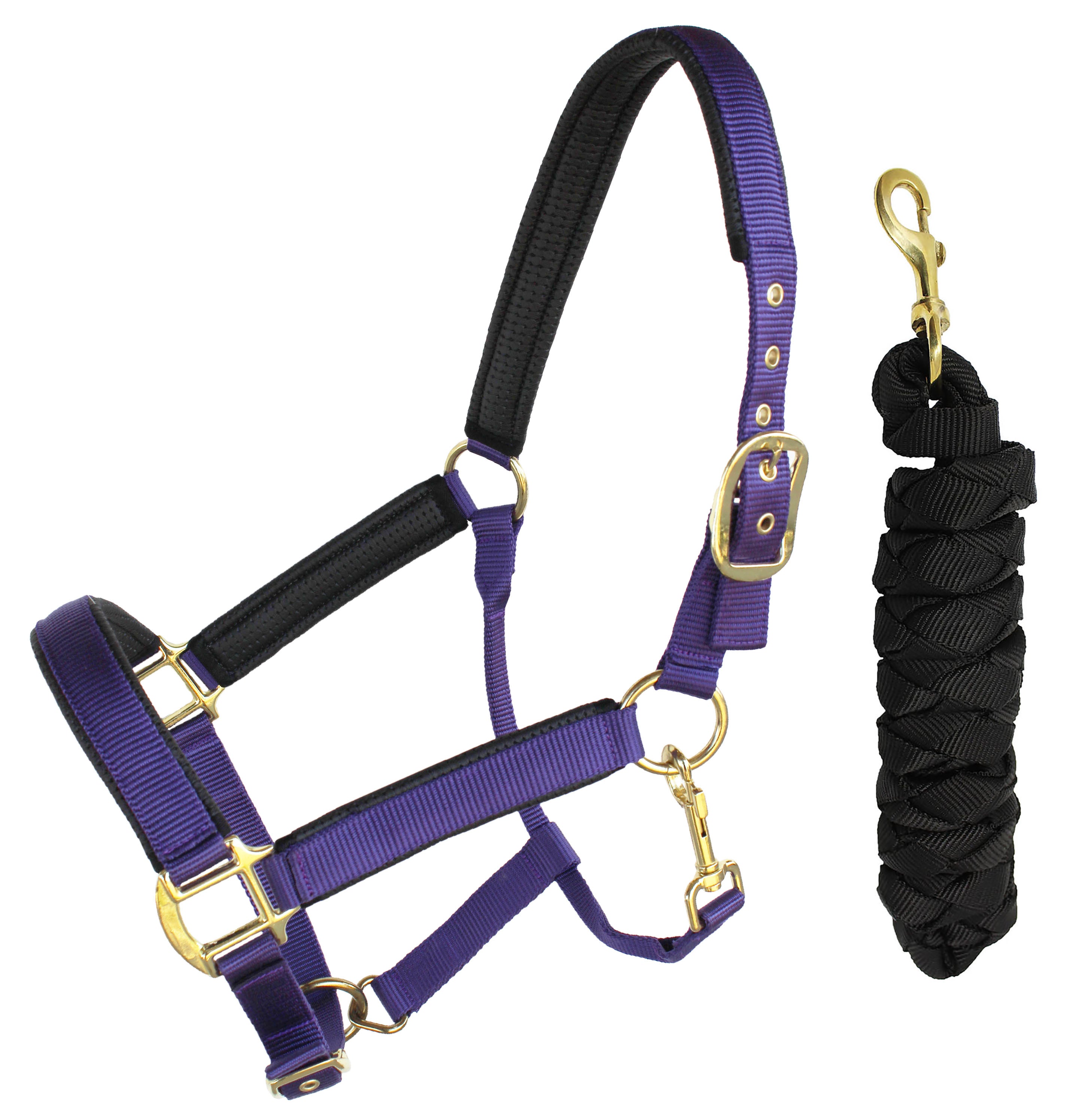 Horse Neoprene Padded Nylon Adjustable Halter Brass Hardware 606173PR