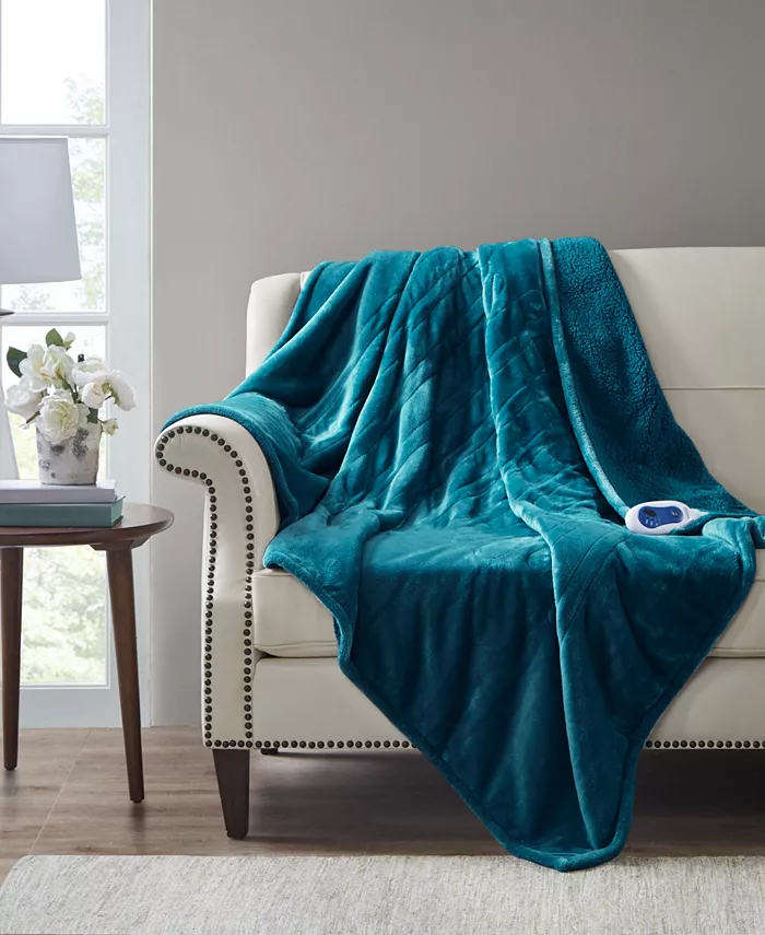 Beautyrest Microlight Electric Reversible Plush to Berber Throw， 60