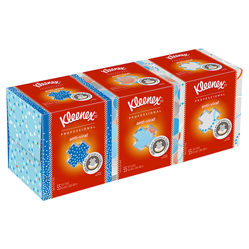 Kimberly-Clark Kleenex Professional Anti-Viral Facial Tissue Cube for Business (21286) | White， 3 Boxes