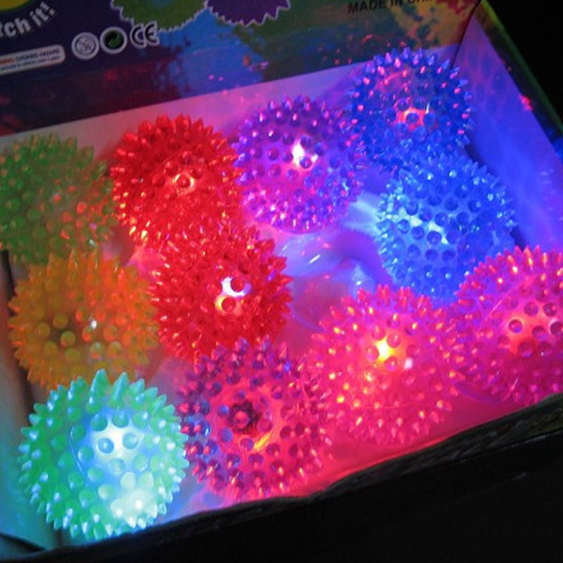 alextreme Flashing Light Up Spikey Ball High Bouncing Balls Novelty Sensory Hedgehog Balls