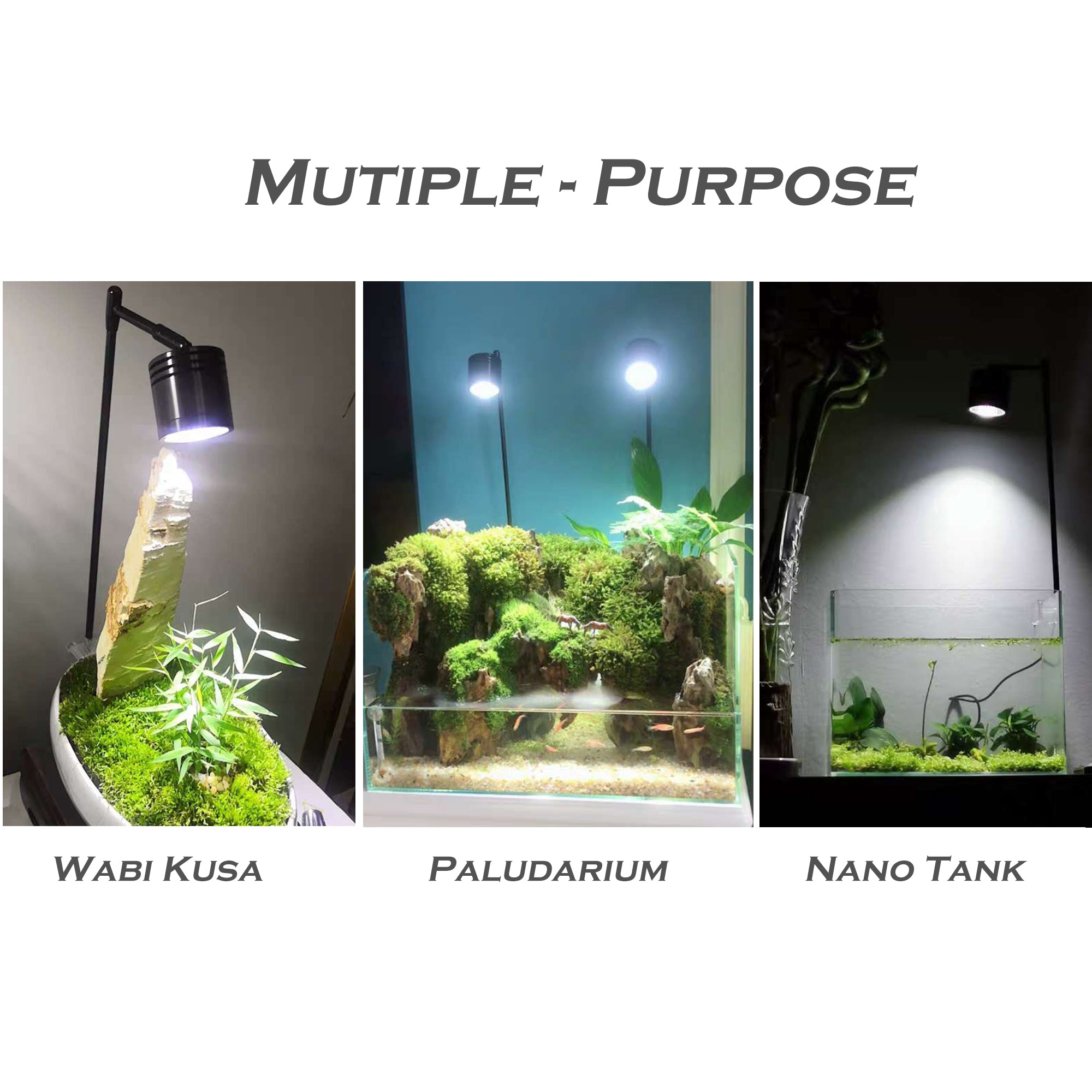 HIRO Aquatics Full Spectrum 15W COB LED Aquarium Spotlight， for Nano Tank/Wabikusa/Terrarium/Paludariums
