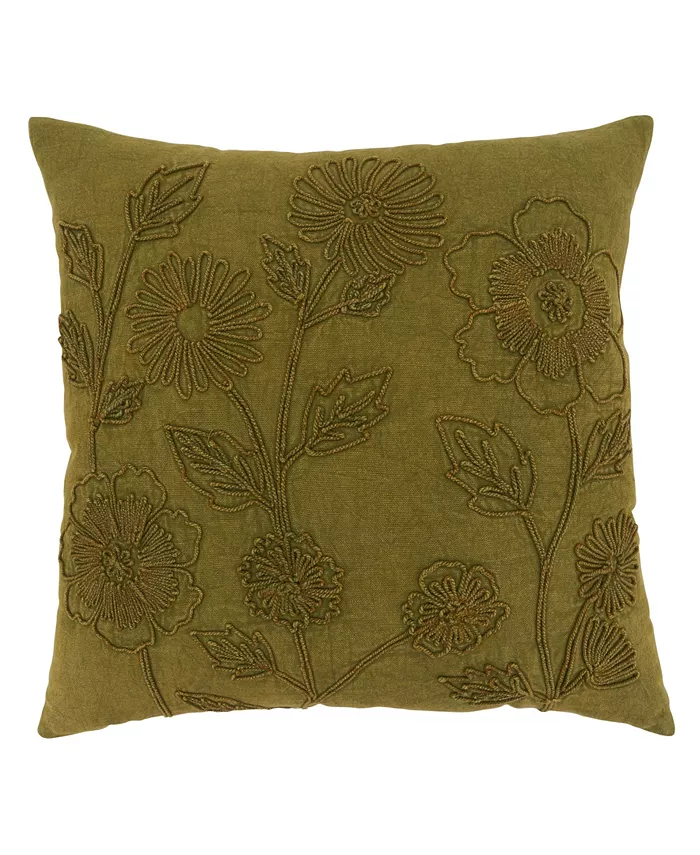 Saro Lifestyle Washed Floral Decorative Pillow， 20