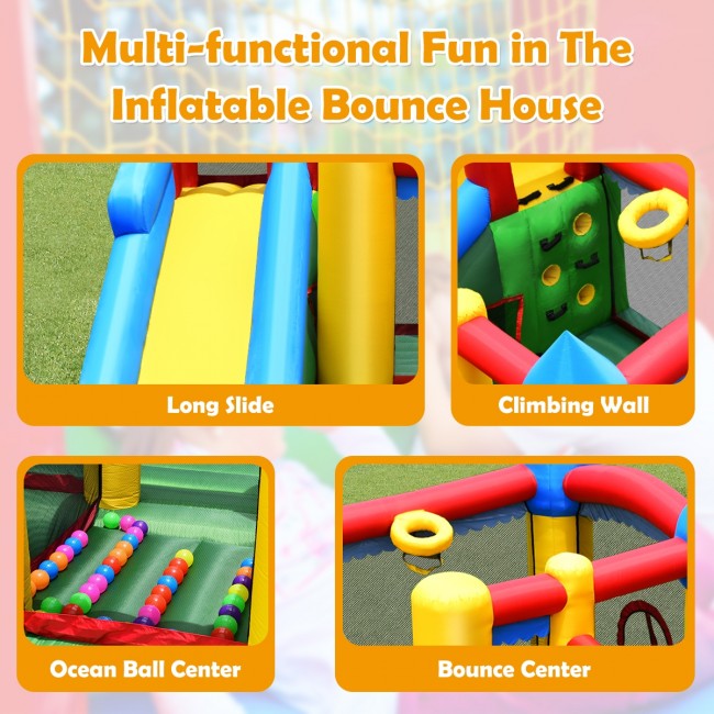 Mighty Inflatable Bounce House Castle Jumper Moonwalk Bouncer w/735W Blower 120'' x 120'' x 84''