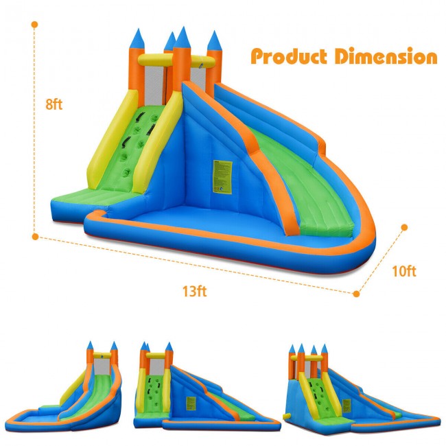 Inflatable Water Slide Mighty Bounce House Castle Moonwalk Jumper without Blower 13' x 9.8' x 8.2'