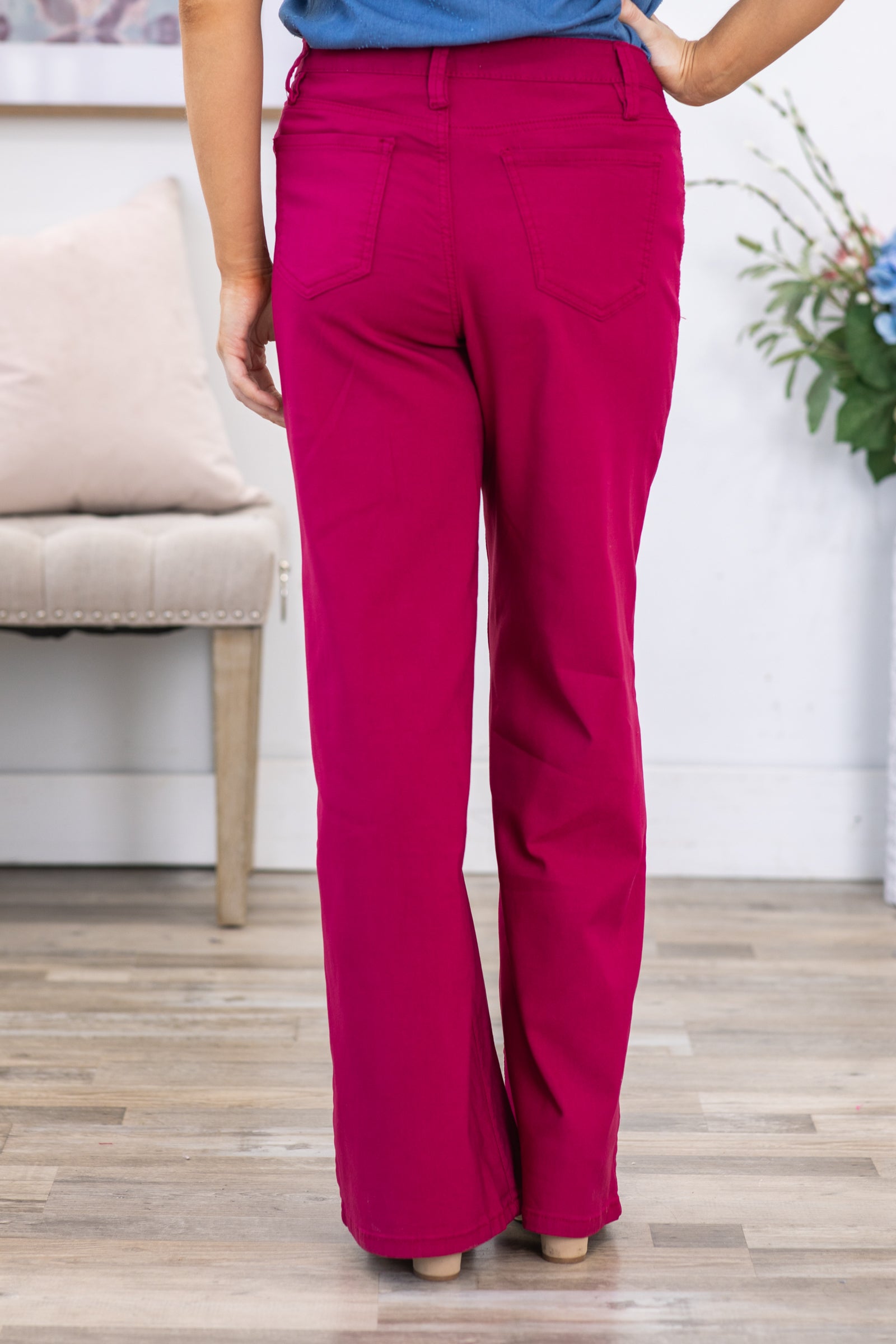 YMI Dark Fuchsia Hyperstretch Wide Leg Pants