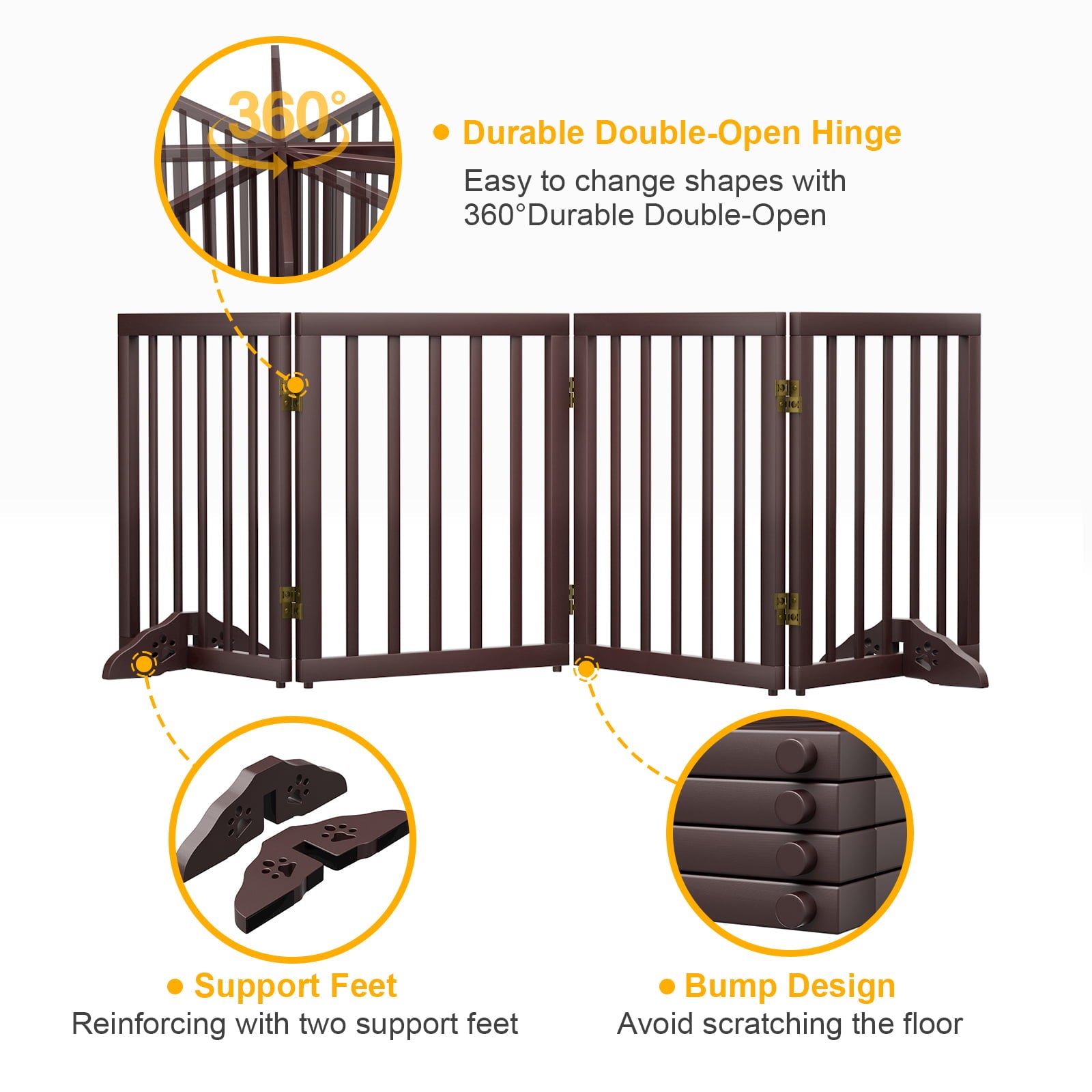 Semiocthome Foldable Wood Extra Wide Baby Gate for Baby，Pet Gates，24