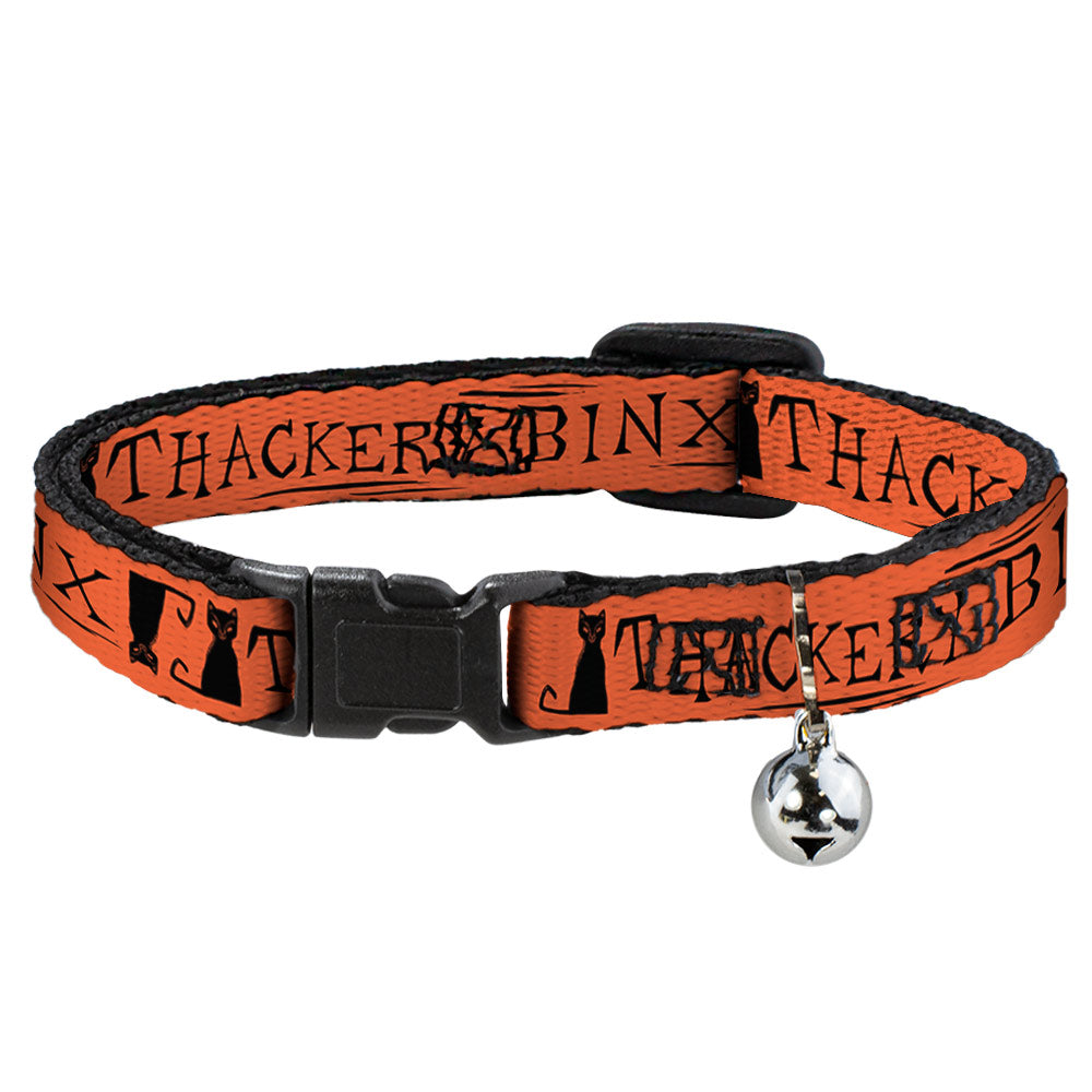 Disney Cat Collar， Breakaway Collar with Bell， Hocus Pocus Thackery Binx Cat Silhouette Orange Black， 8.5 to 12 Inches 0.5 Inch Wide