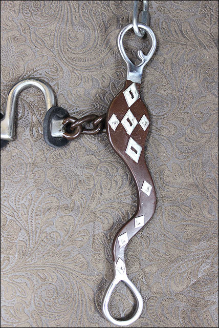 Hilason Antique Brown Roping Horse Bit High Port Correction Mouth W/Copper Inlay