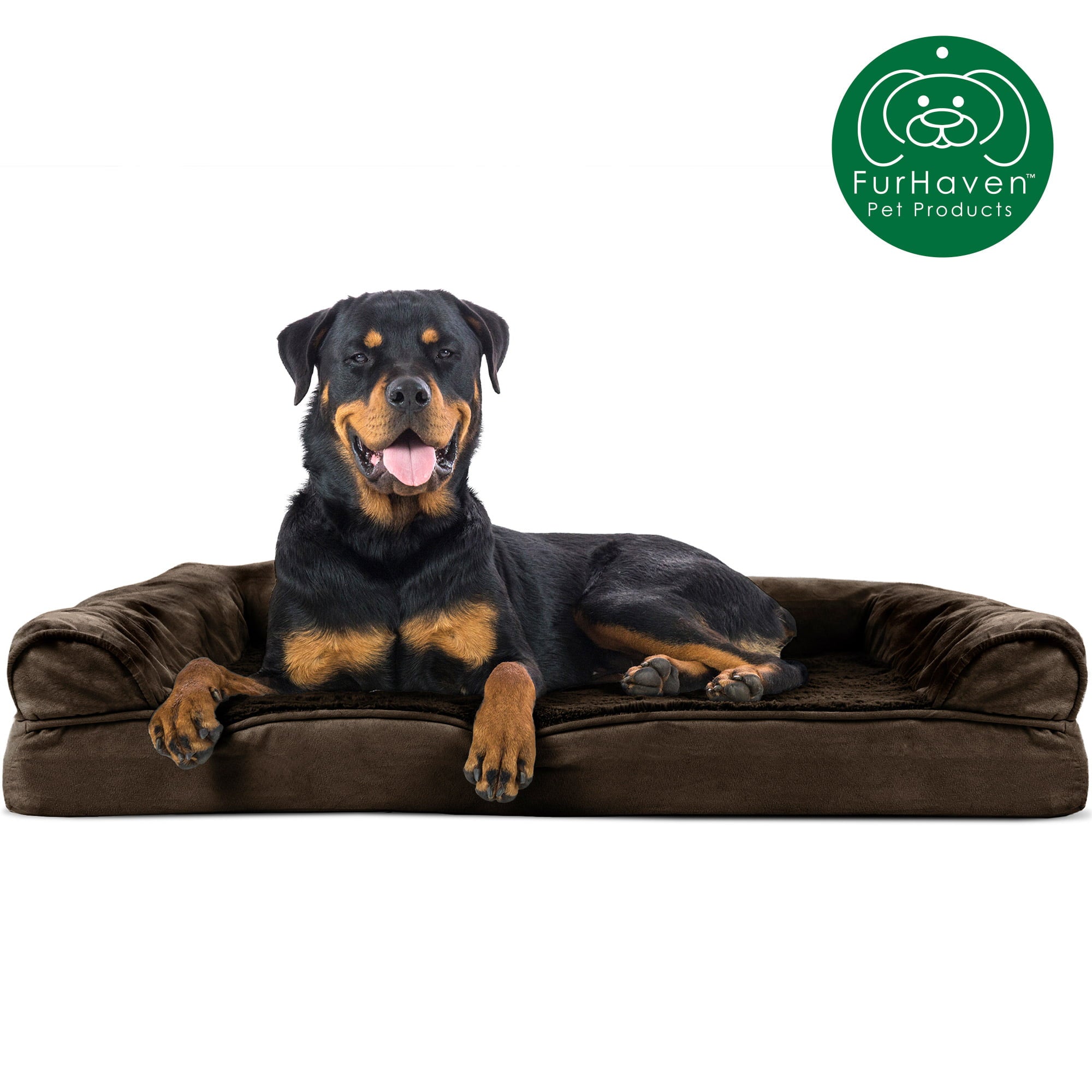 FurHaven | Orthopedic Ultra Plush Sofa Pet Bed for Dogs and Cats， Espresso， Jumbo