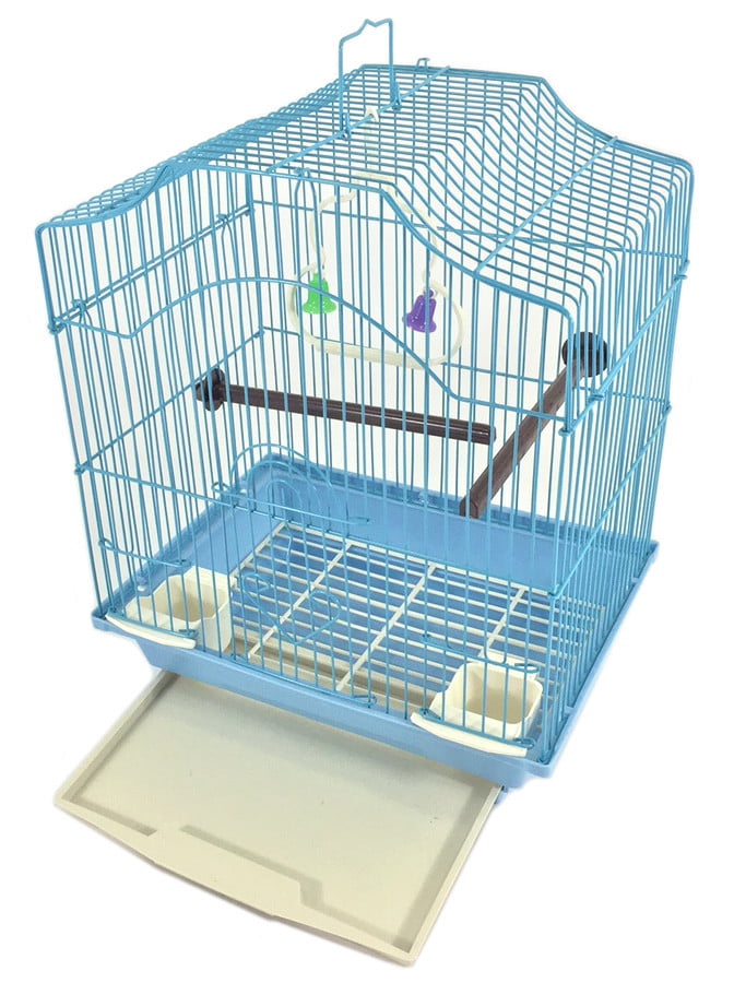 EDMBG Blue 14-inch Medium Parakeet Wire Bird Cage for 1 or 2 Birds perfect Bird Travel Cage and Hanging Bird House