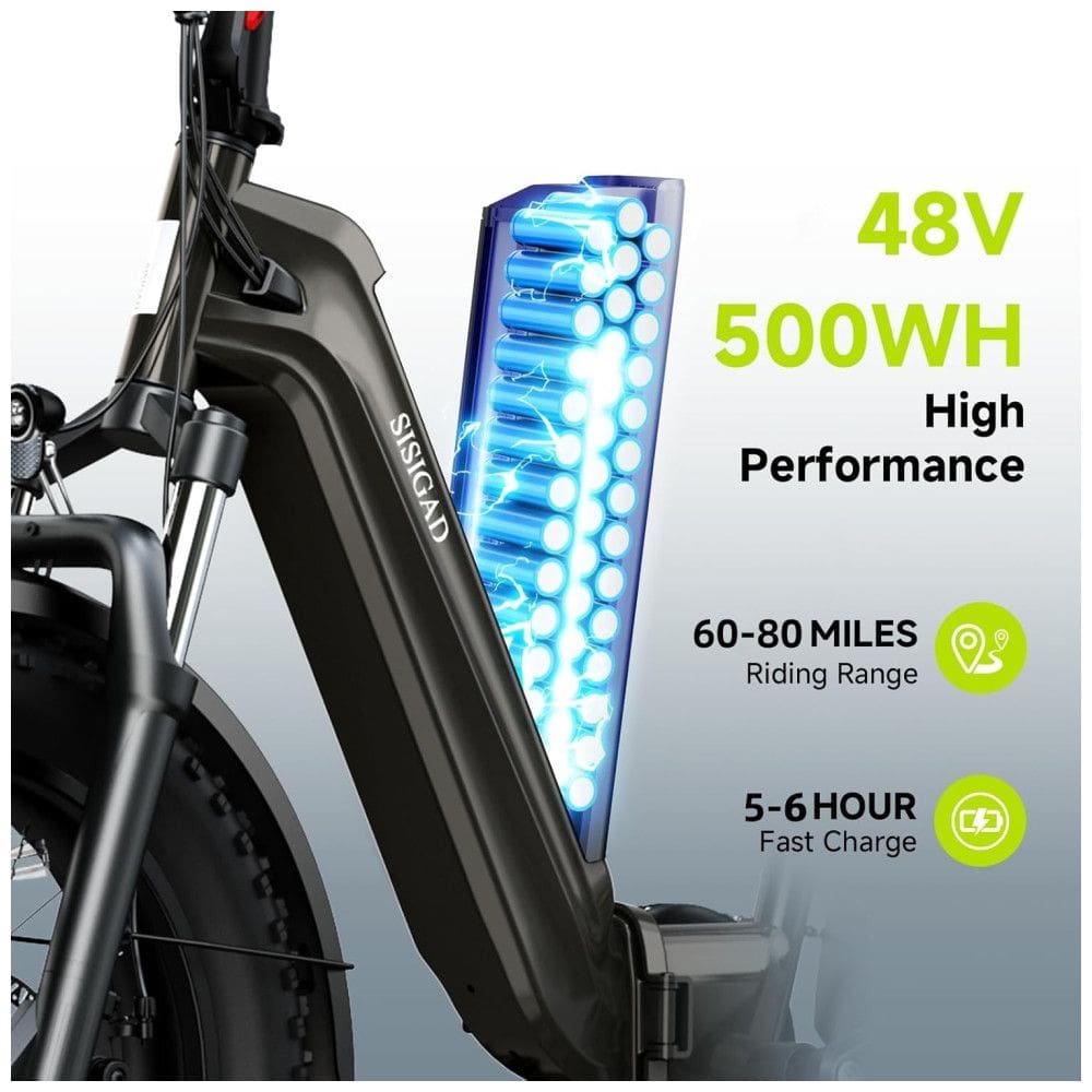 Bicicleta Elétrica Dobrável Sisigad 1500W Pico, Pneus Fat 20