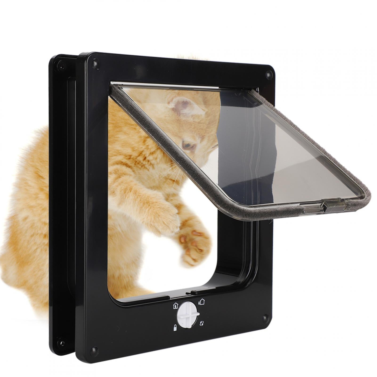 Intelligent Control Door Flap Door With Four Way Lockable Pet Door， Pet Door， For Cat L Black