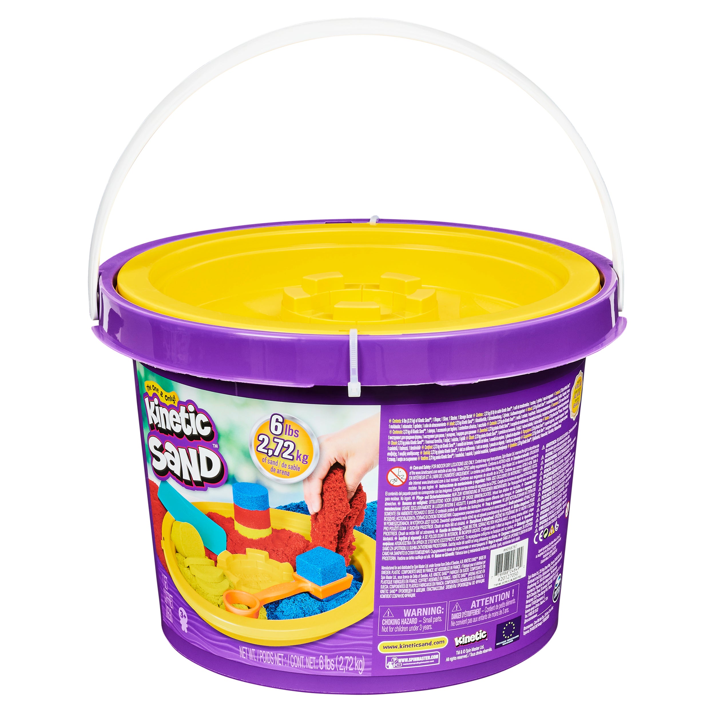 Kinetic Sand, 6lbs Bucket with 3 Colors of Sand and 3 Tools for Endless Creative Play, for Kids Aged 3 and up