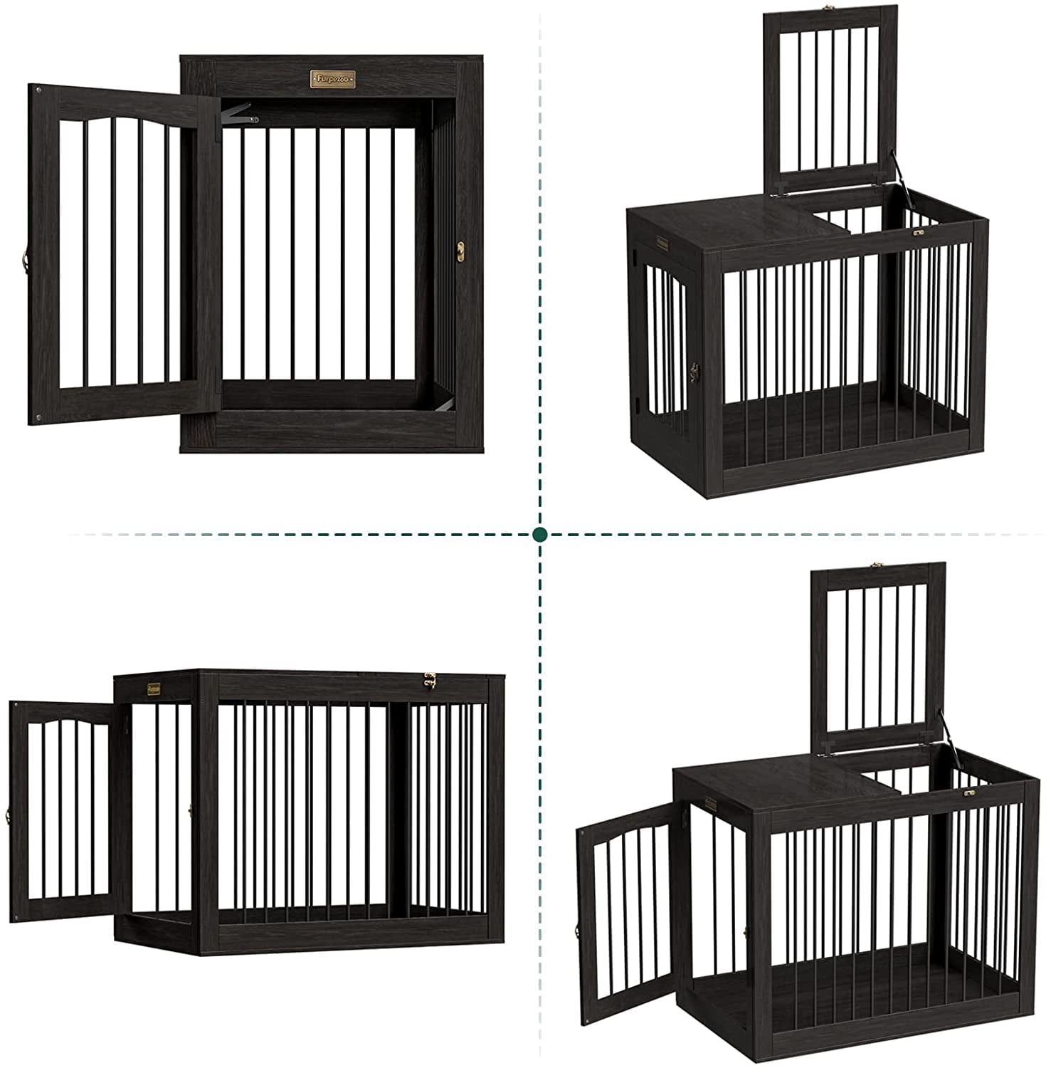 Furpezoo Dog Crate， Large Dog Crate Furniture Wood Two Door Dog Cage， 40
