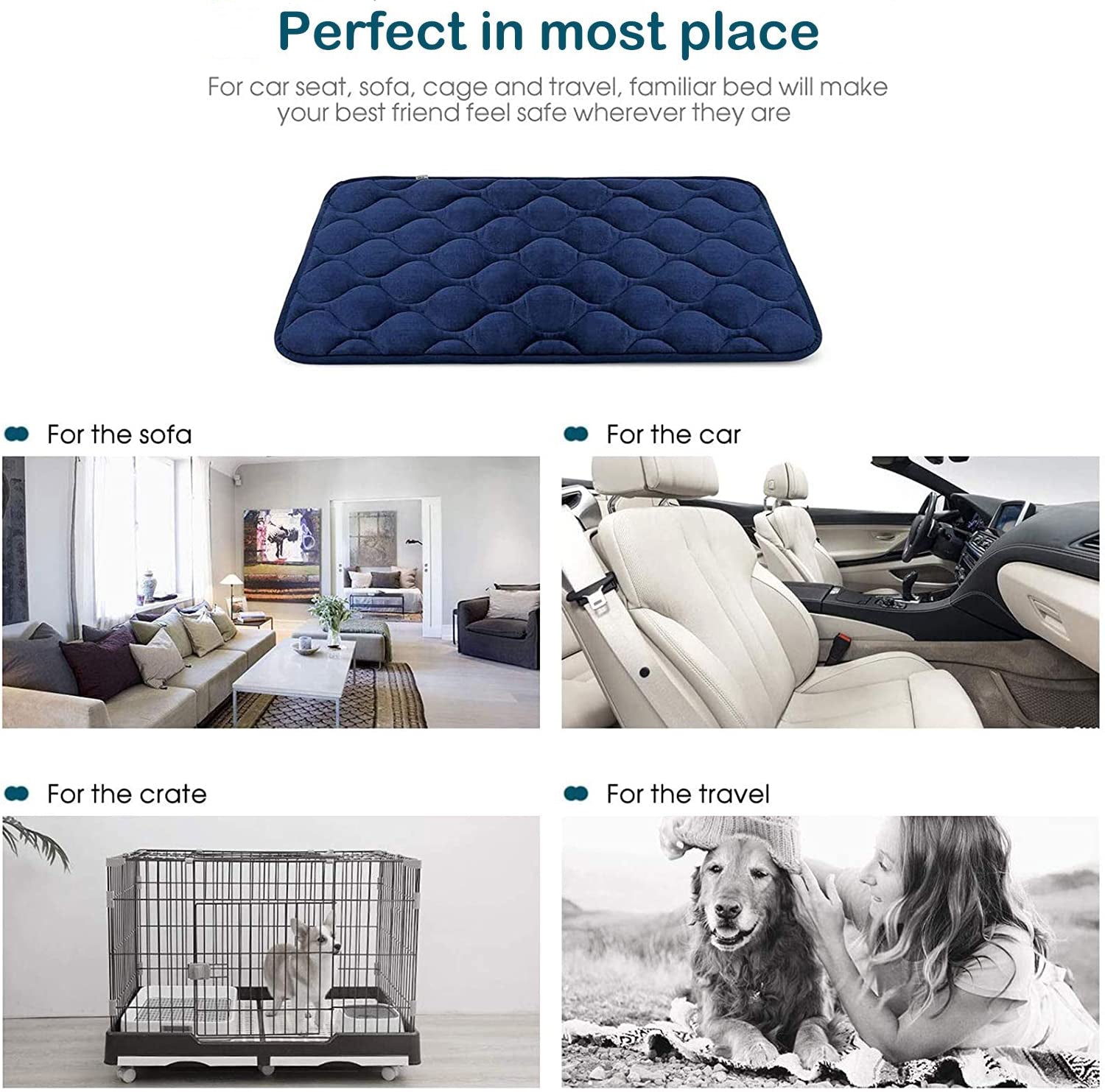 Dog Bed Mat Dog Crate Pad Washable Dog Mattress Pets Kennel Pad for Large Medium Small Dogs and Cats， 30