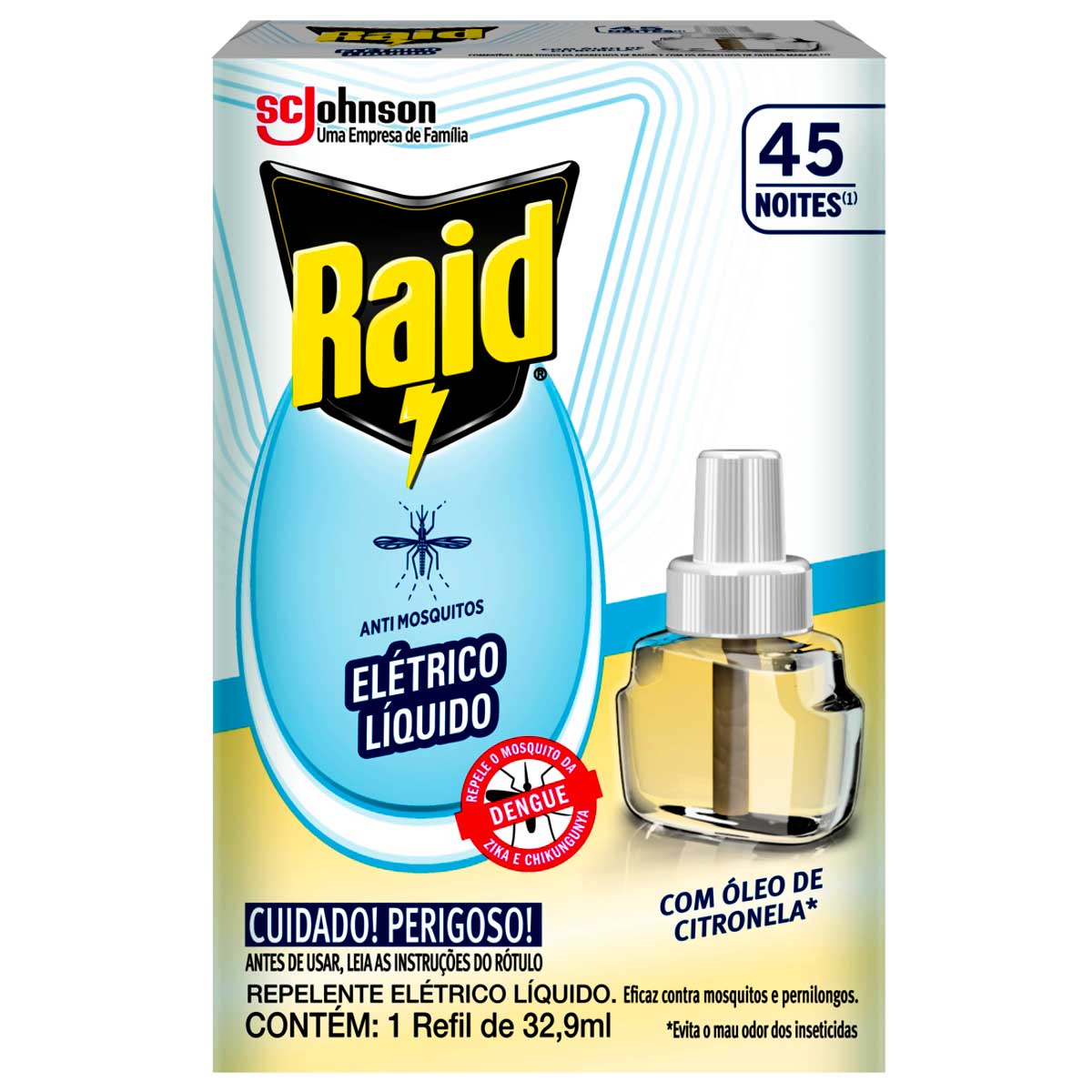 Raid Repelente Eletrico Liquido 45 Noites Refil de 32,9ml