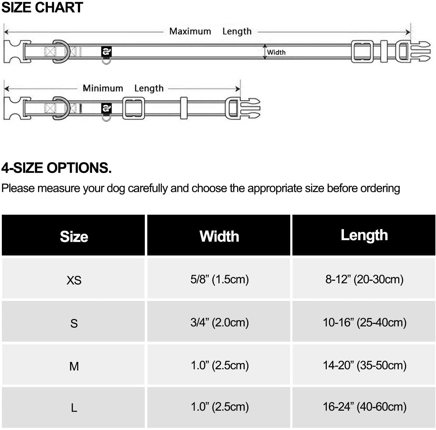 azuza Reflective Dog Collar Super Soft Neoprene Padded Dog Collars with ID Tag Ring for Small Medium Large Dogs