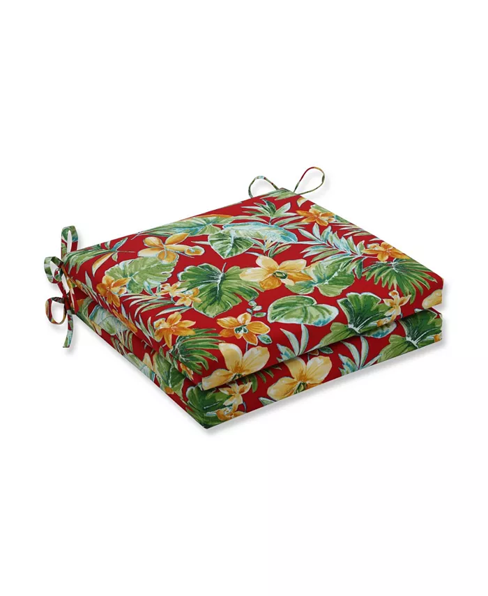 Pillow Perfect Beachcrest Poppy Squared Corners Seat Cushion， Set of 2