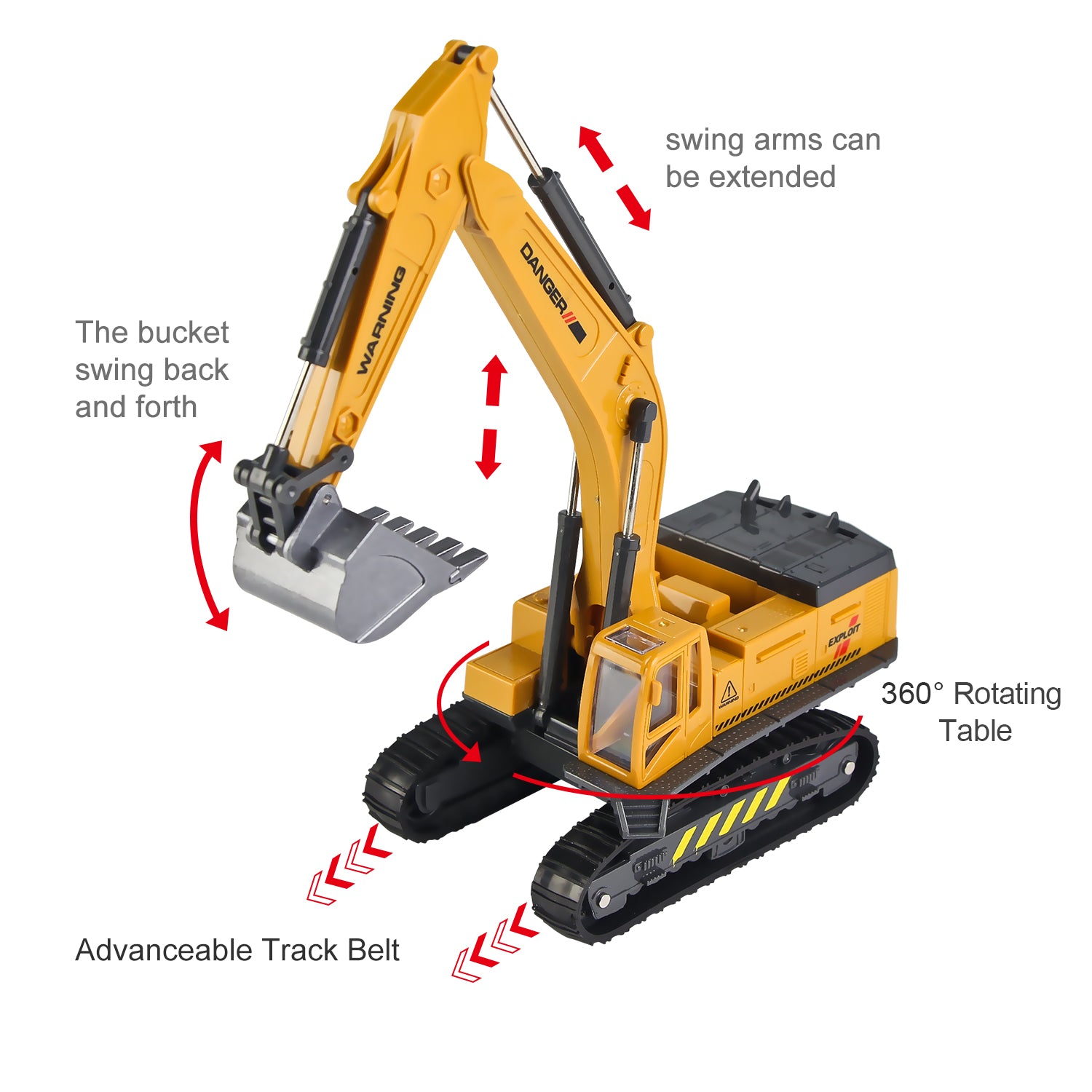 1:55 Diecast Construction Excavator Truck Toy Engineering Vehicle Playset for Kids 3-8 Years