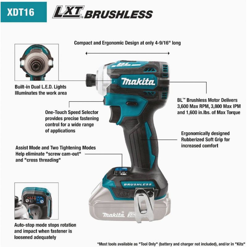 Makita 2-Tool Hammer Drill Driveramp 4-Speed Impact Driver Cordless Tool Combo Kit
